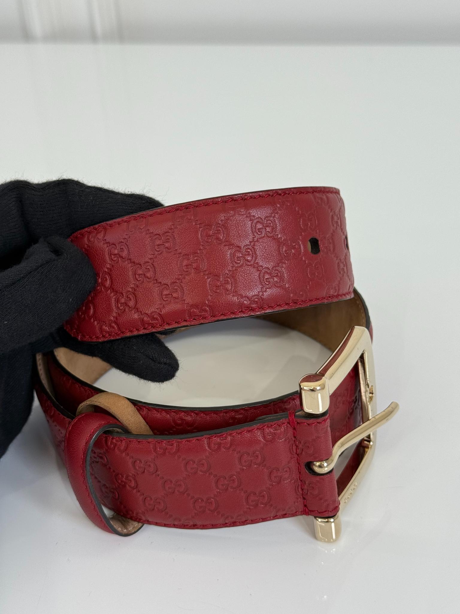 Gucci Red MicroGuccissima Leather Belt