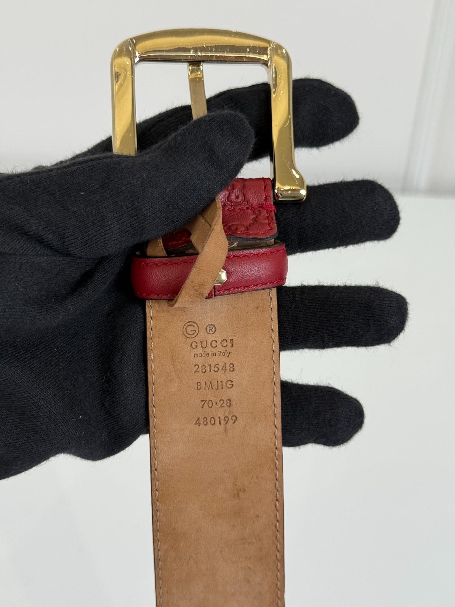 Gucci Red MicroGuccissima Leather Belt