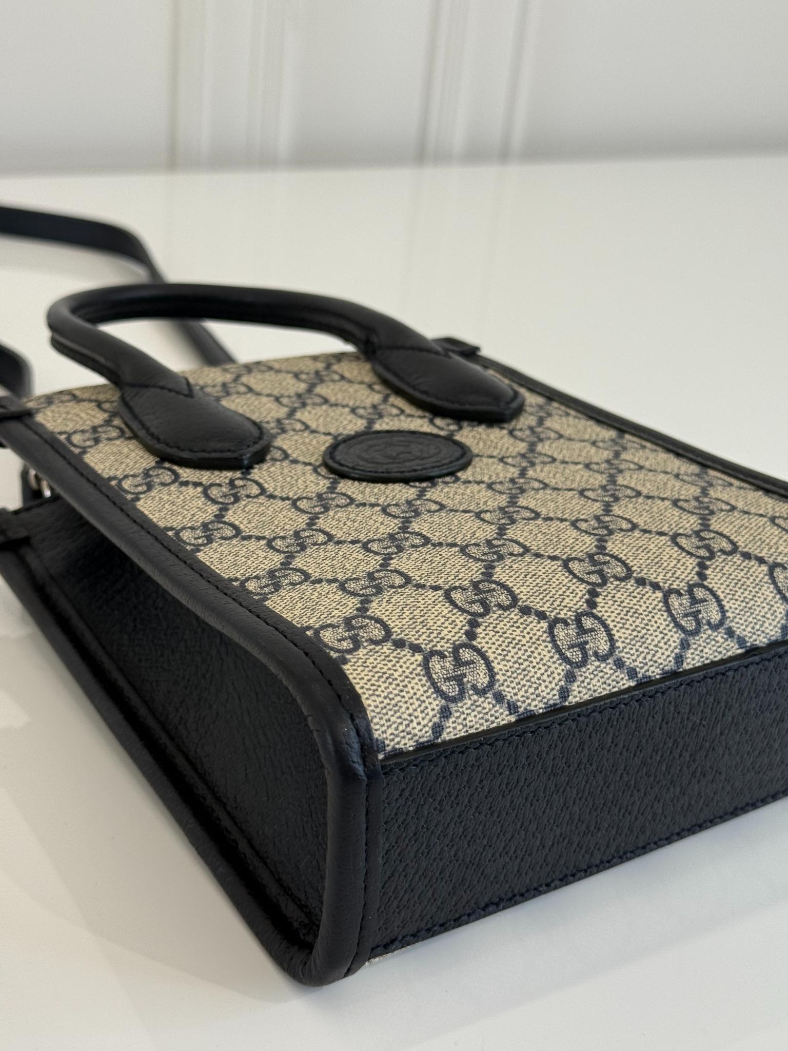 Gucci Black/Grey Interlocking G Mini Tote Bag