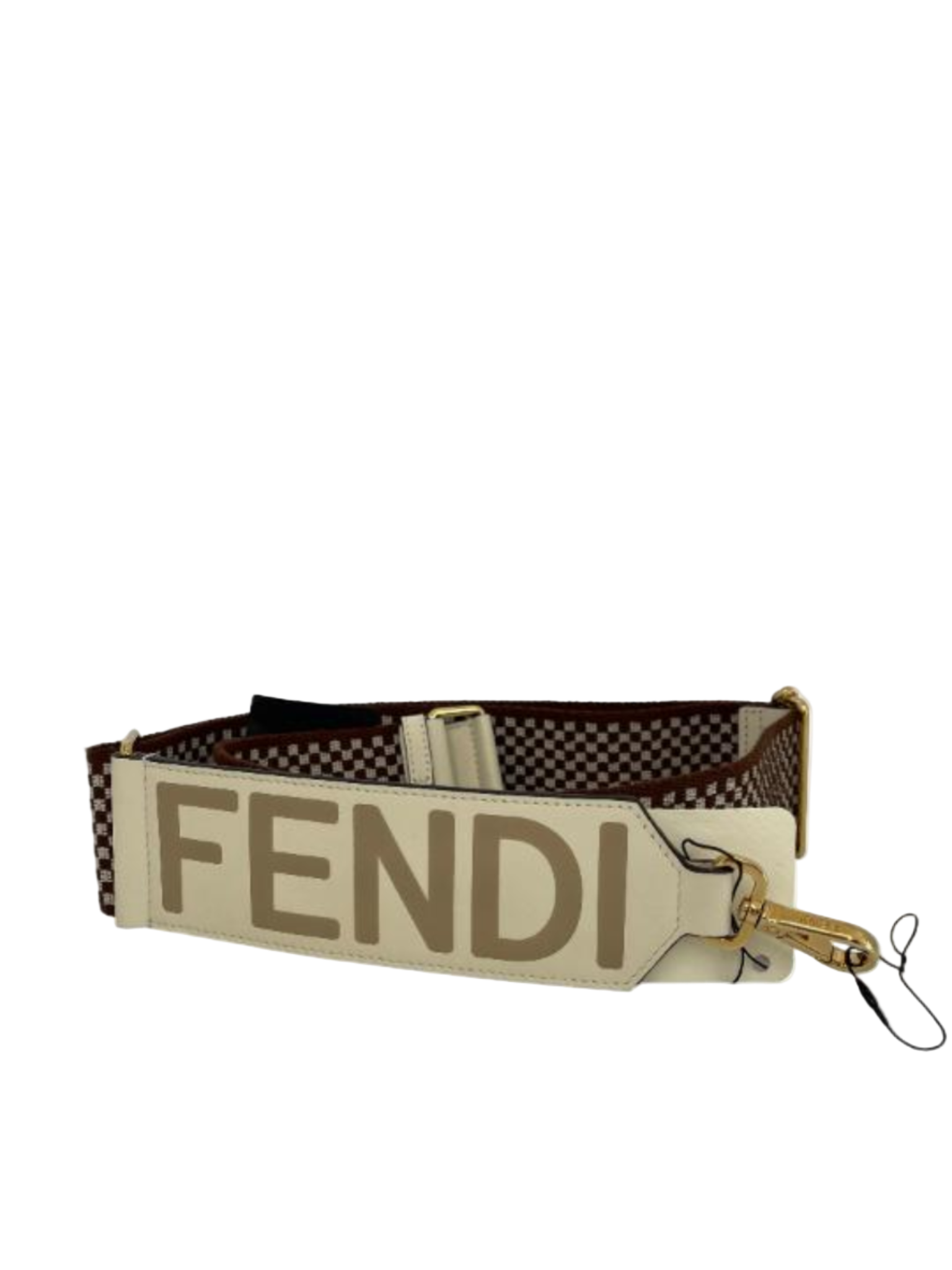 Fendi Logo Strap You Shoulder Strap Gingham Canvas with Leather