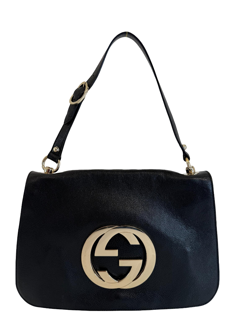 Gucci Blondie Black Calfskin Leather Shoulder Flap Bag