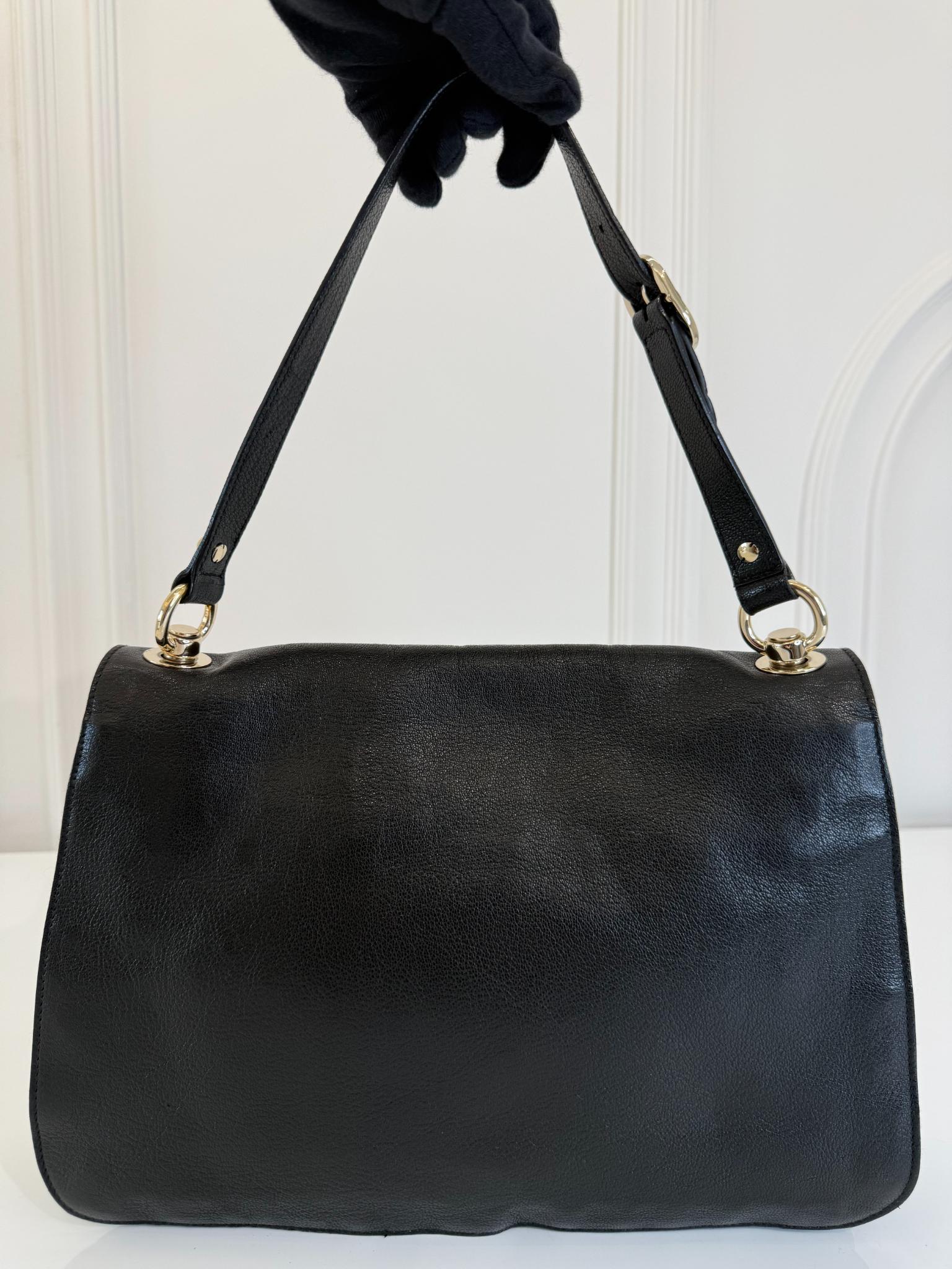 Gucci Blondie Black Calfskin Leather Shoulder Flap Bag