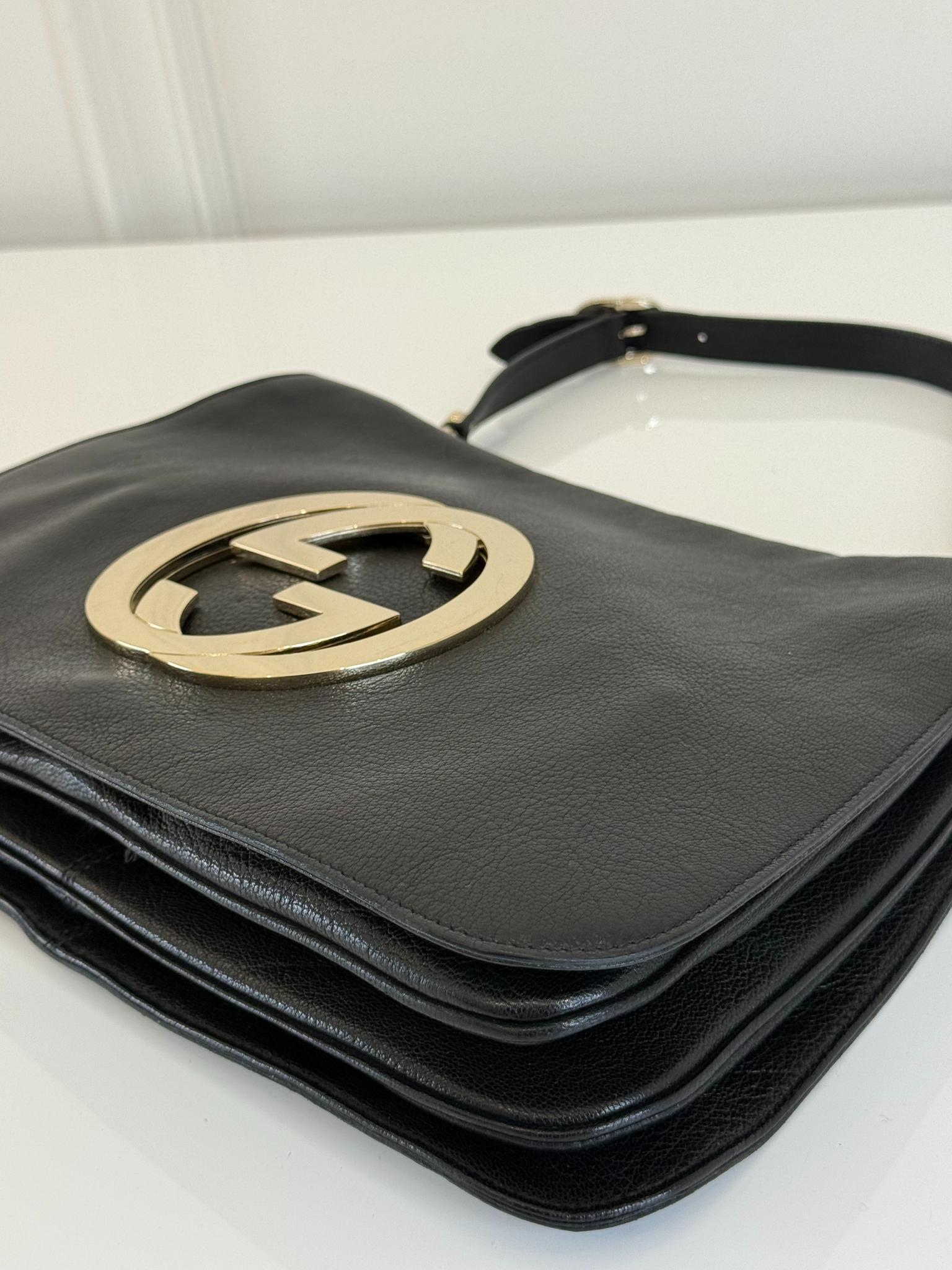 Gucci Blondie Black Calfskin Leather Shoulder Flap Bag