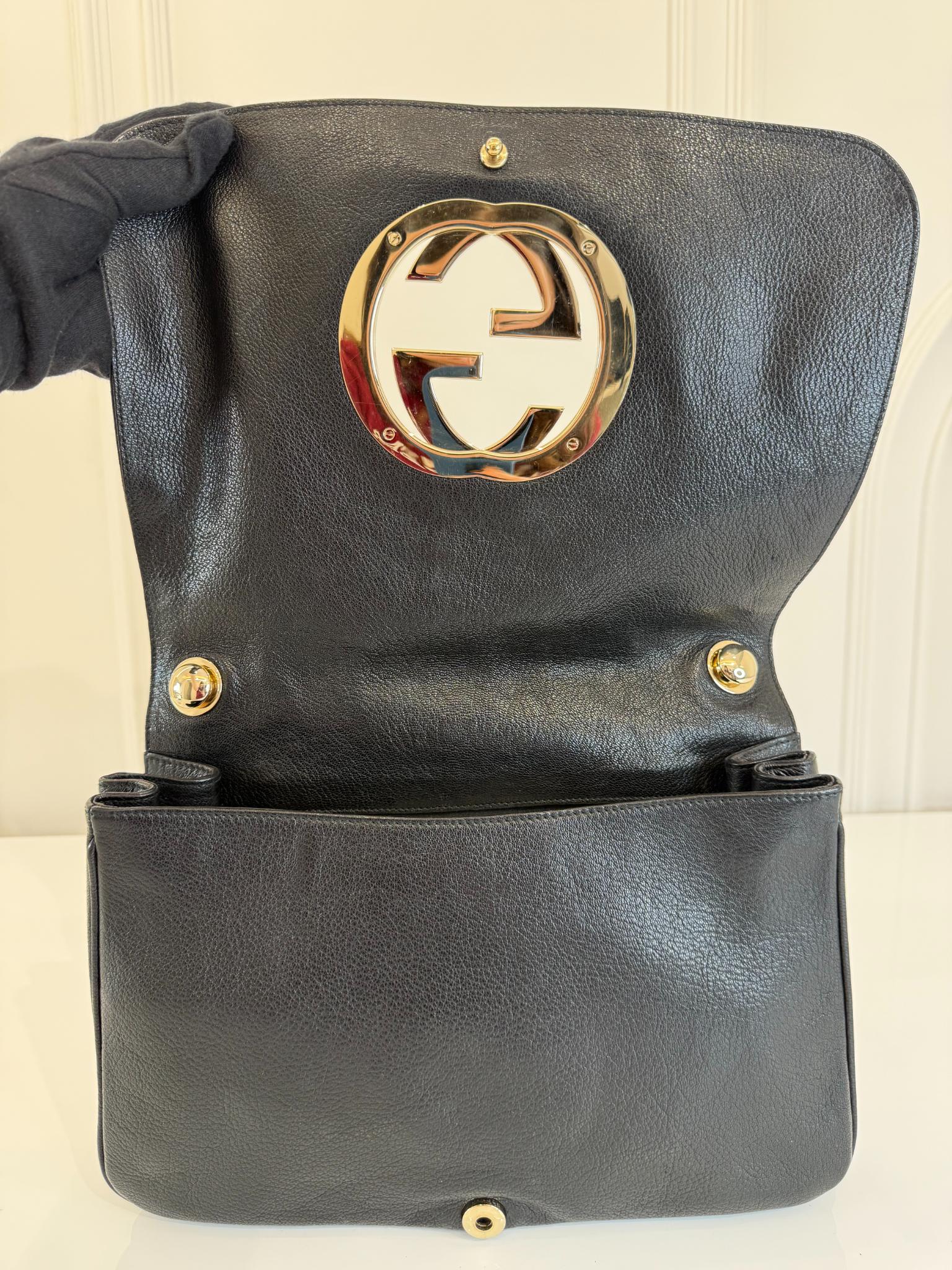 Gucci Blondie Black Calfskin Leather Shoulder Flap Bag