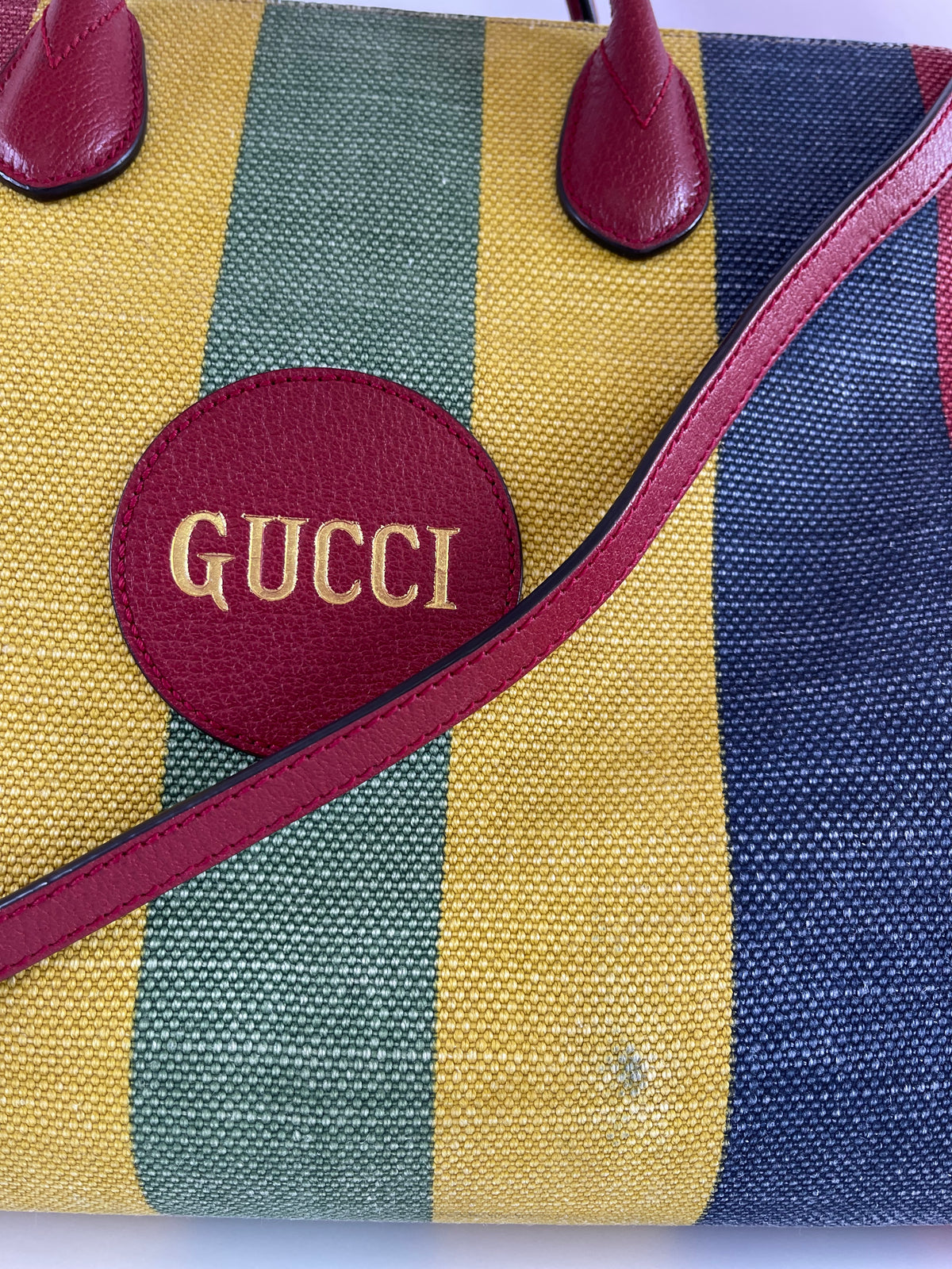 Gucci Multicolor Striped Canvas Baiadera Large Tote Bag