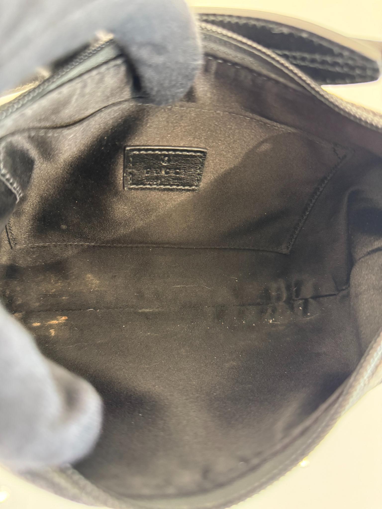 Gucci Horsebit Slim Small Shoulder Bag Black Denim