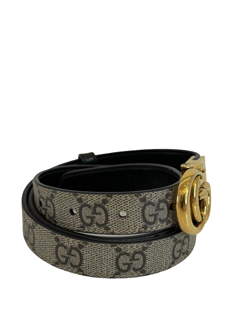 Gucci GG Marmont Beige/Ebony Reversible Thin Belt