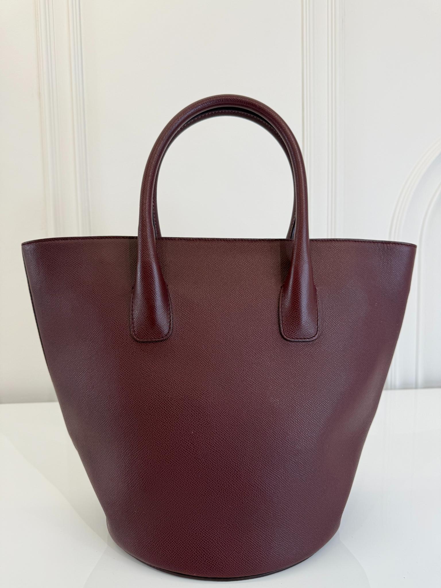 Dolce Gabbana Burgundy Grained Leather Bucket Bag