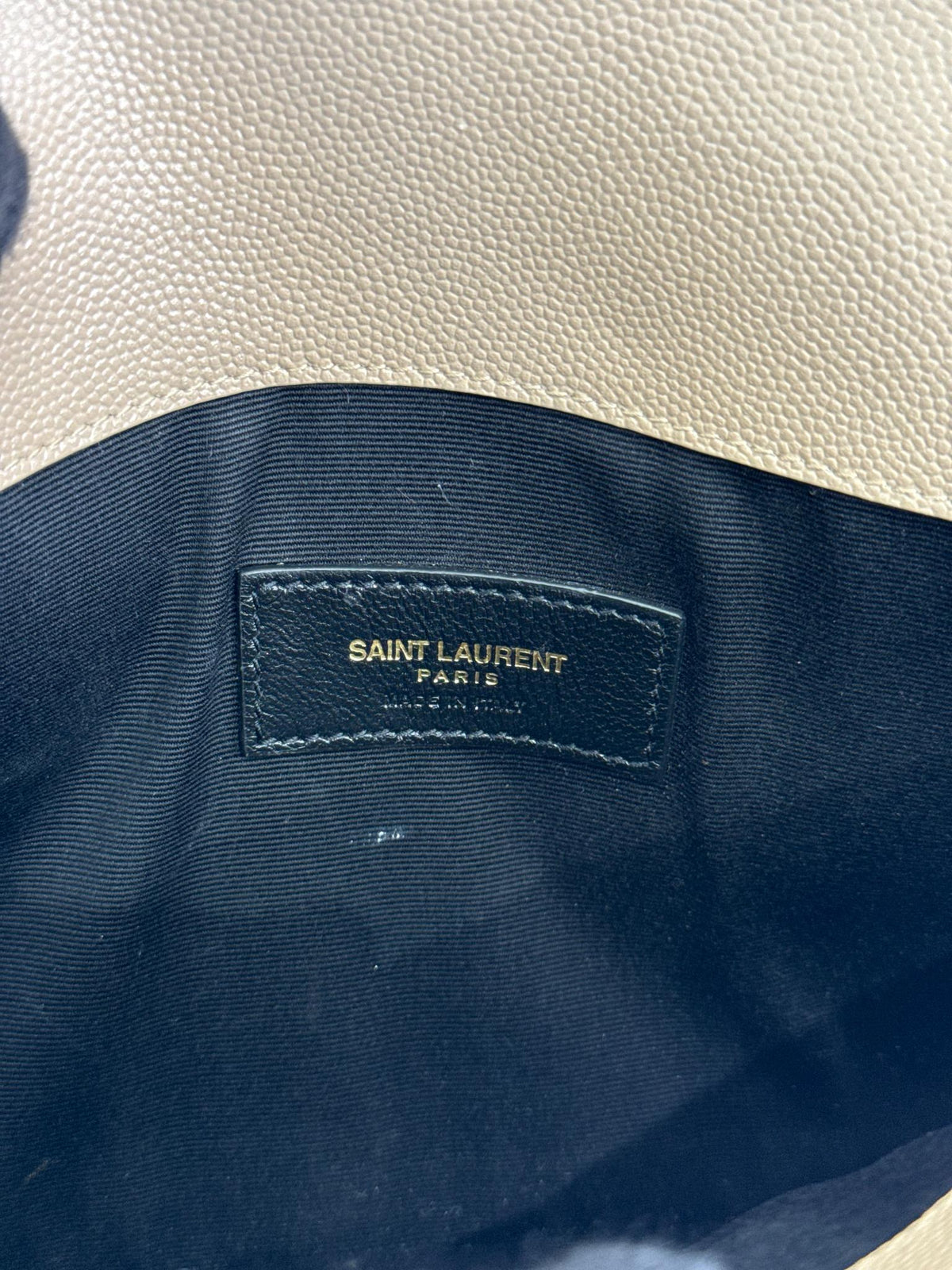 Saint Laurent Grain De Poudre Uptown Pouch Dark Beige