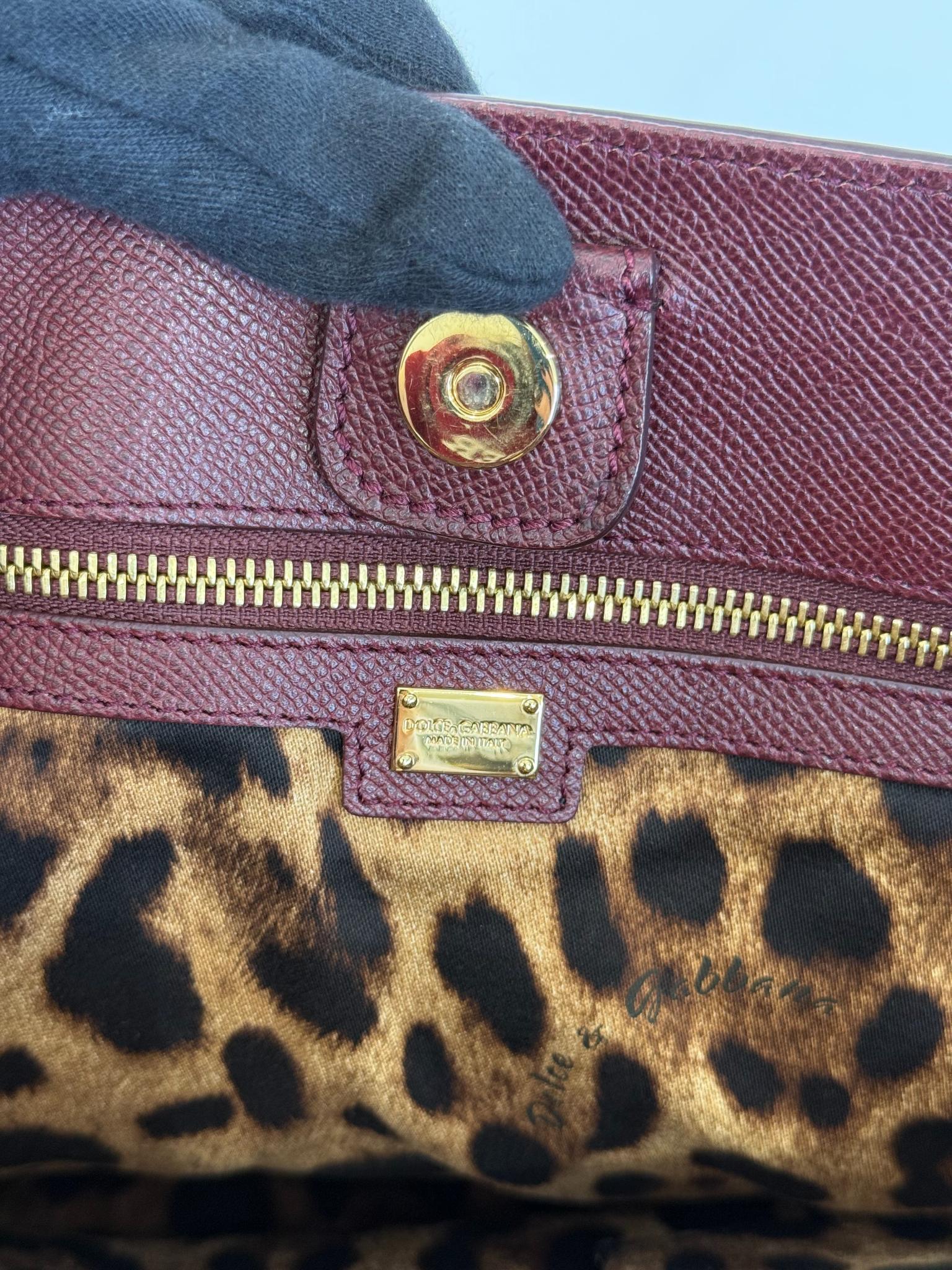 Dolce Gabbana Burgundy Grained Leather Bucket Bag