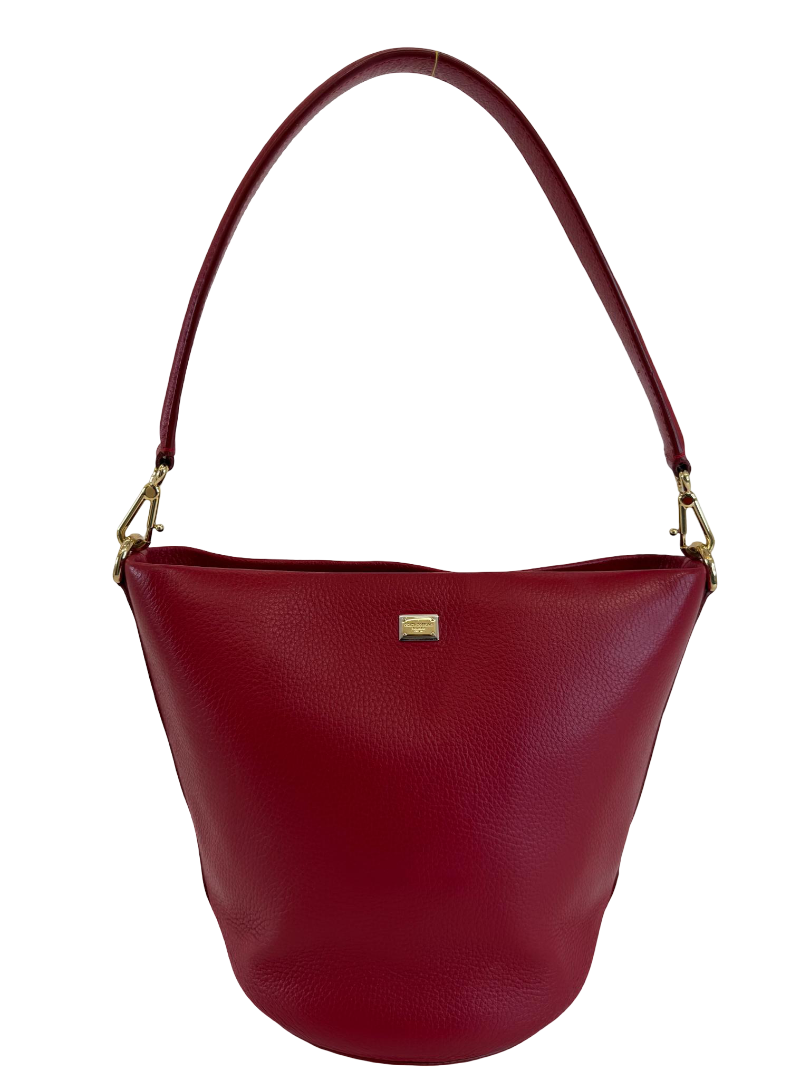 Dolce Gabbana Red Leather Bucket Bag