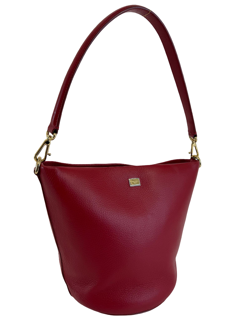 Dolce Gabbana Red Leather Bucket Bag
