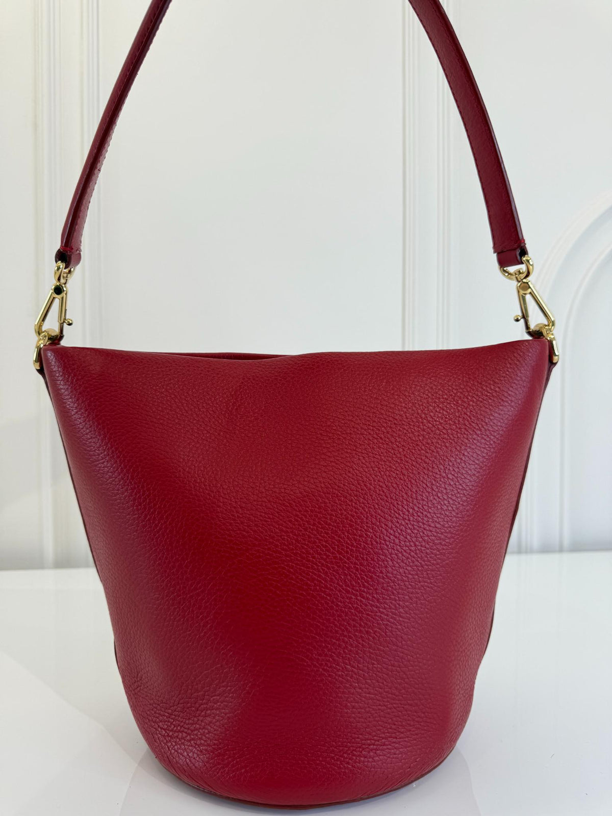 Dolce Gabbana Red Leather Bucket Bag