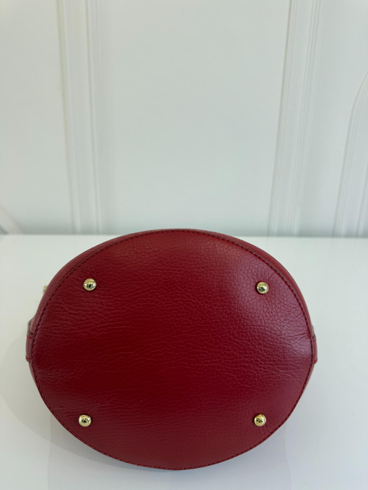 Dolce Gabbana Red Leather Bucket Bag