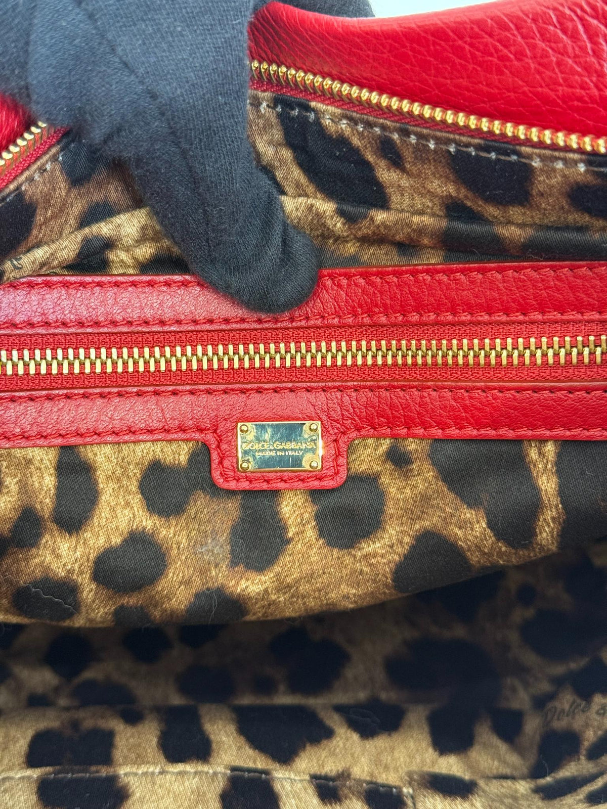 Dolce Gabbana Red Leather Bucket Bag