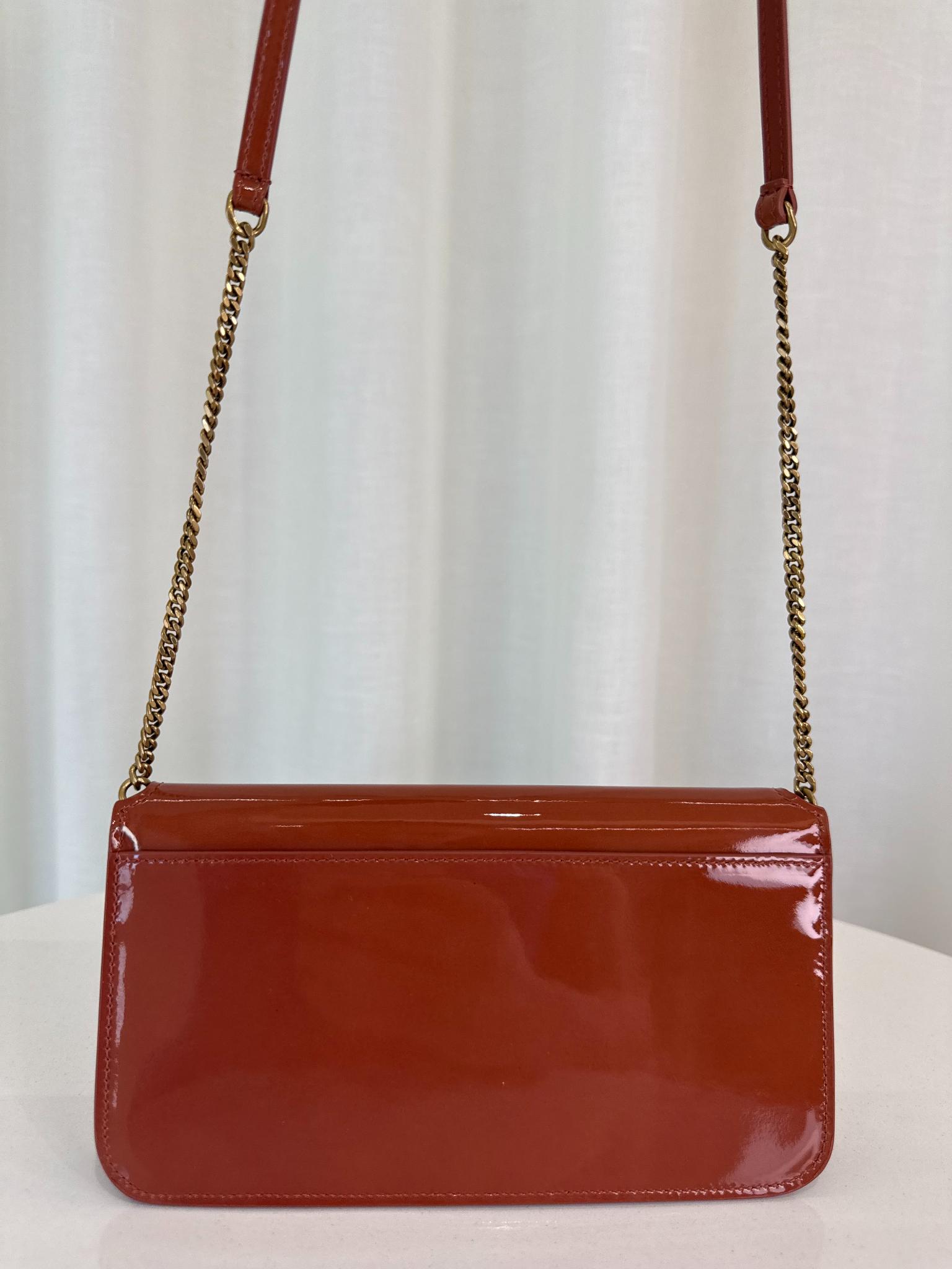 Saint Laurent Vernice Diamond Calfskin Monogram Phone Holder Crossbody Bag
