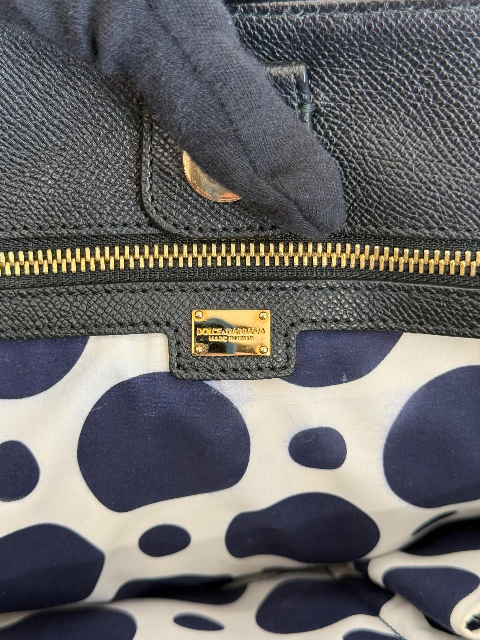 Dolce Gabbana Blue Striped Canvas Tote Bag