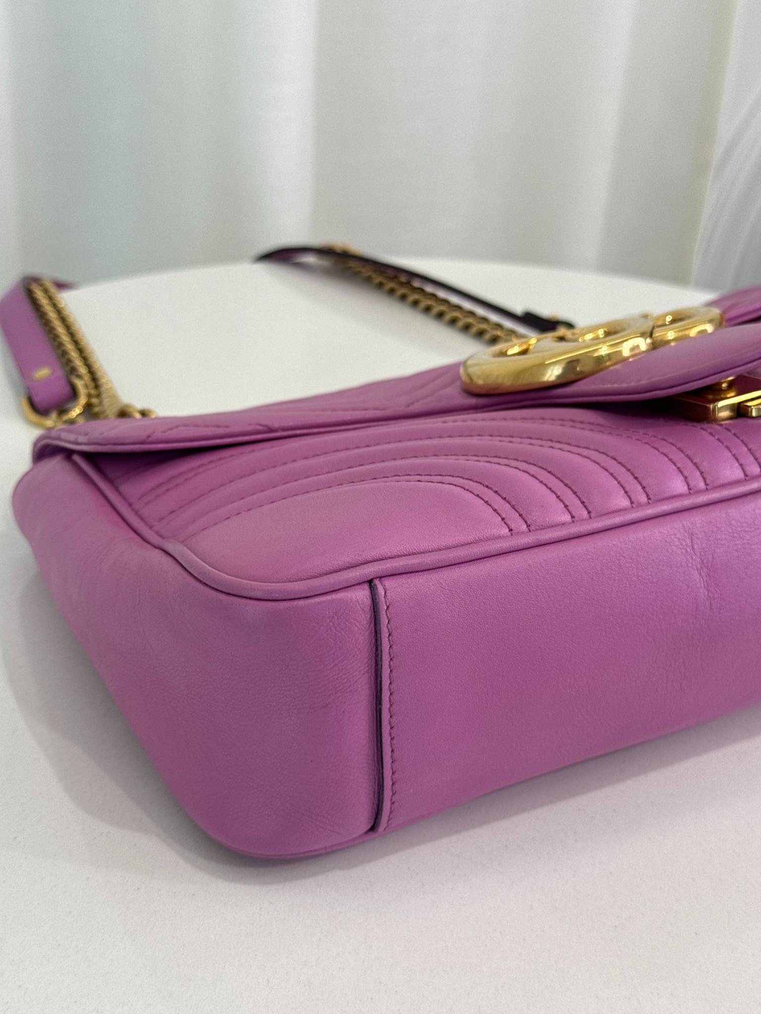 Gucci GG Marmont Purple Calfskin Matelasse Large Shoulder Bag