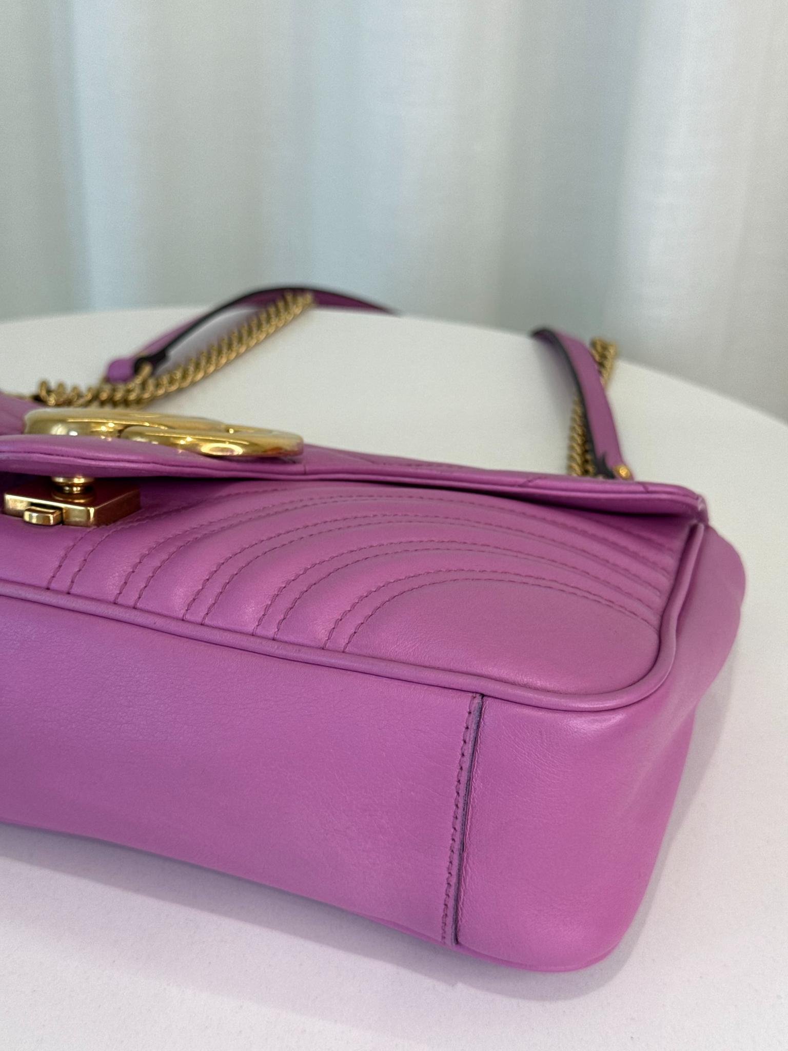 Gucci GG Marmont Purple Calfskin Matelasse Large Shoulder Bag
