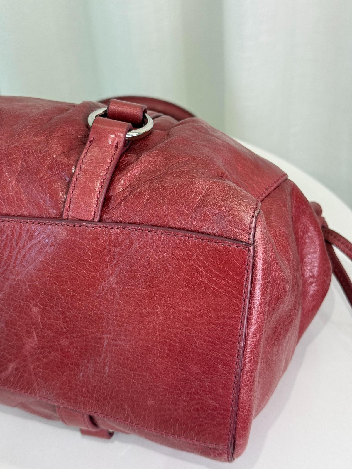 Miu Miu Vitello Lux Gathered Leather Handbag