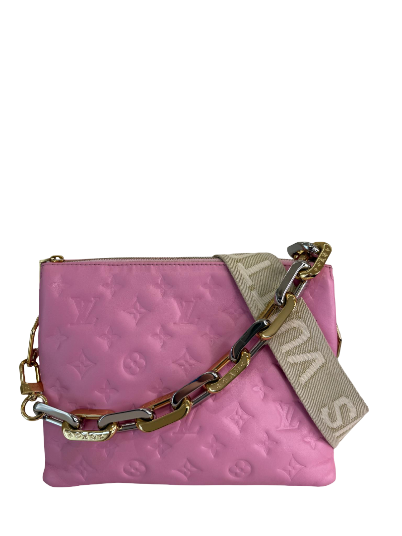 Louis Vuitton Coussin PM Pink Monogram Embossed Puffy Lambskin
