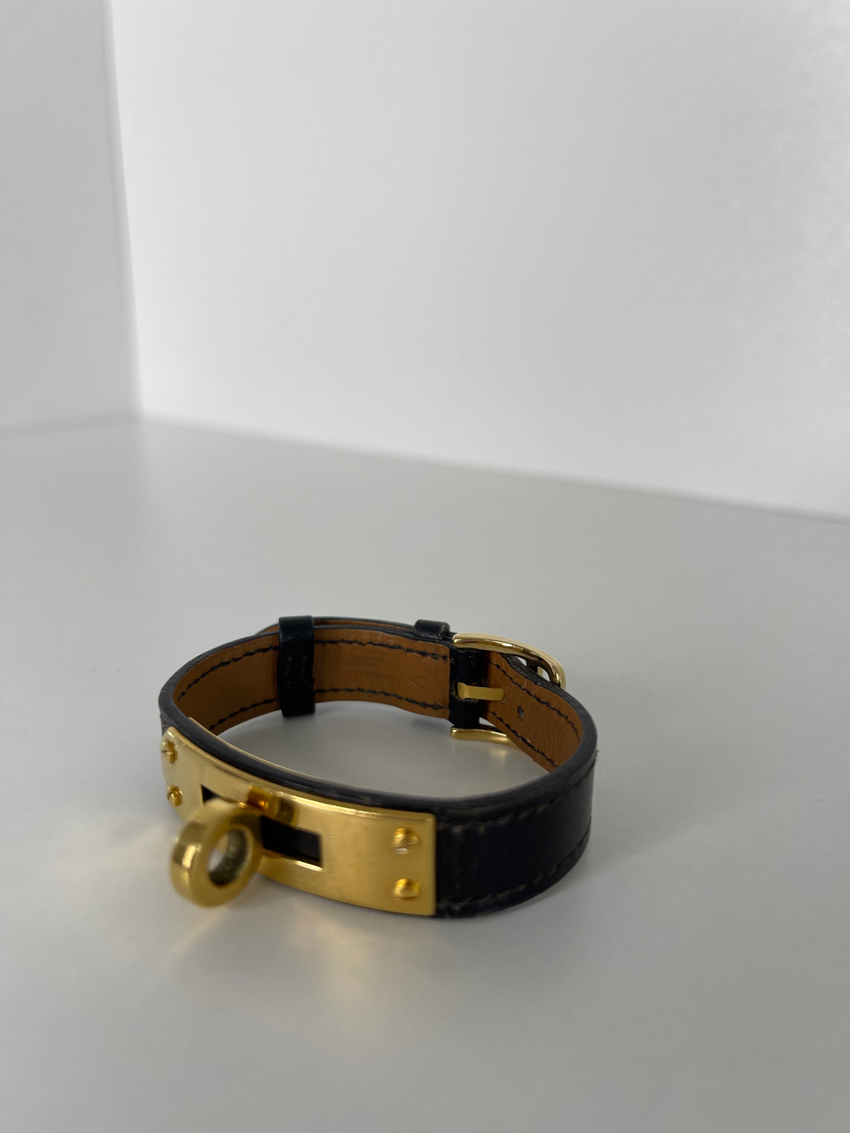 Hermès Vintage Black Box Leather GH Bracelet/Watch Strap