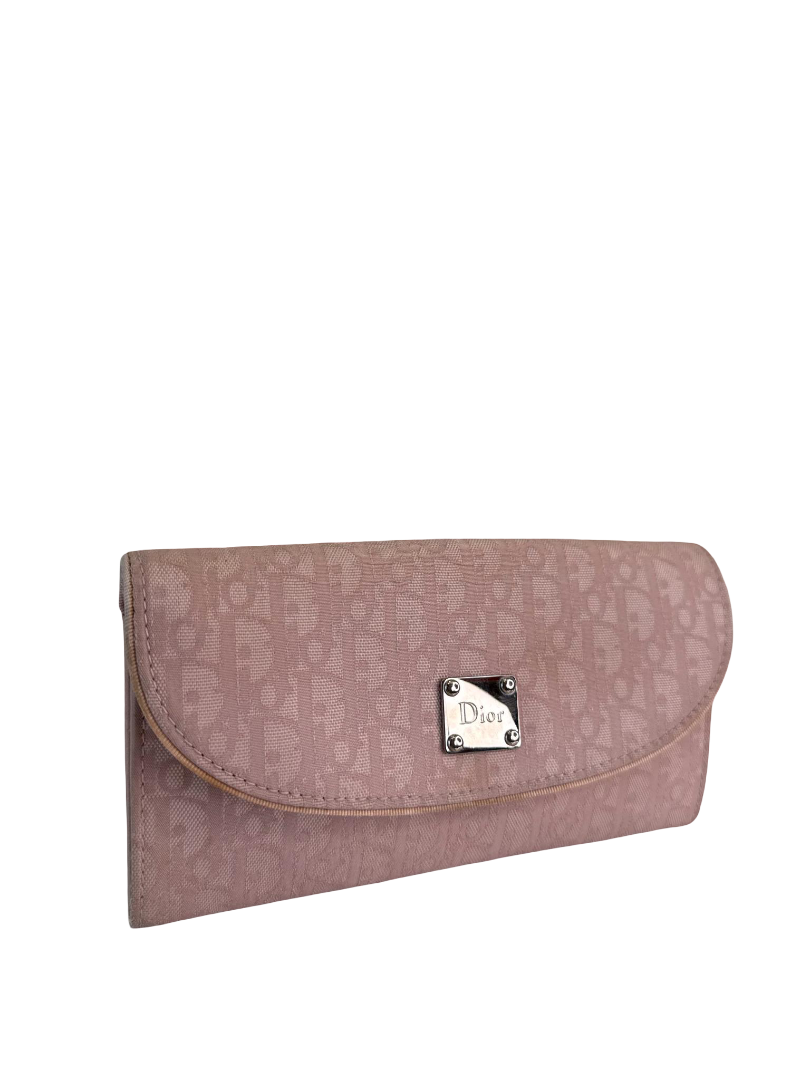 Christian Dior Vintage Pink Diorissimo Pattern Long Wallet