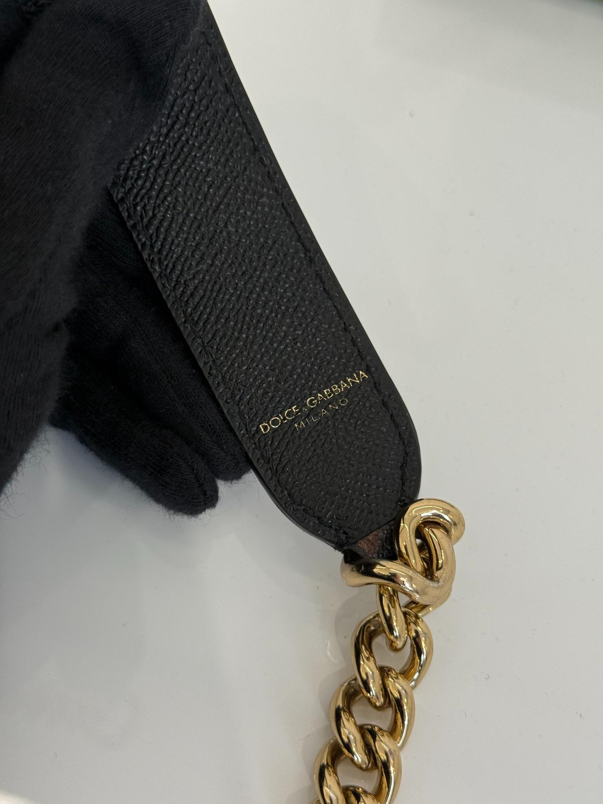 Dolce Gabbana Leopard Print DG Monogram Logo Buckle Chain Strap