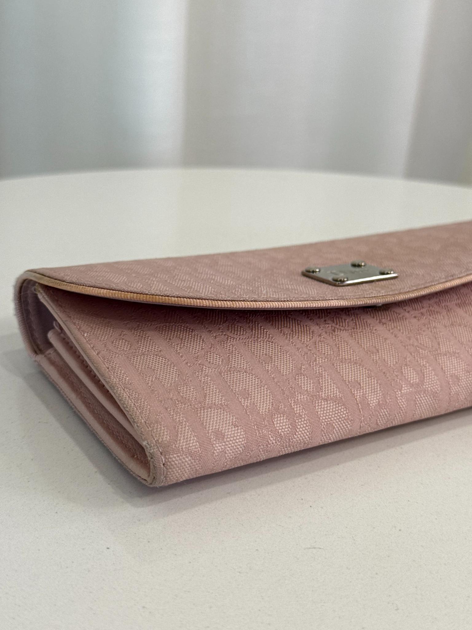 Christian Dior Vintage Pink Diorissimo Pattern Long Wallet