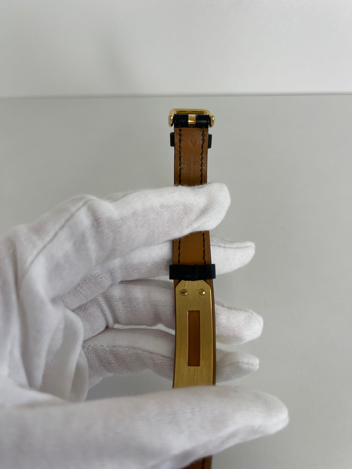 Hermès Vintage Black Box Leather GH Bracelet/Watch Strap