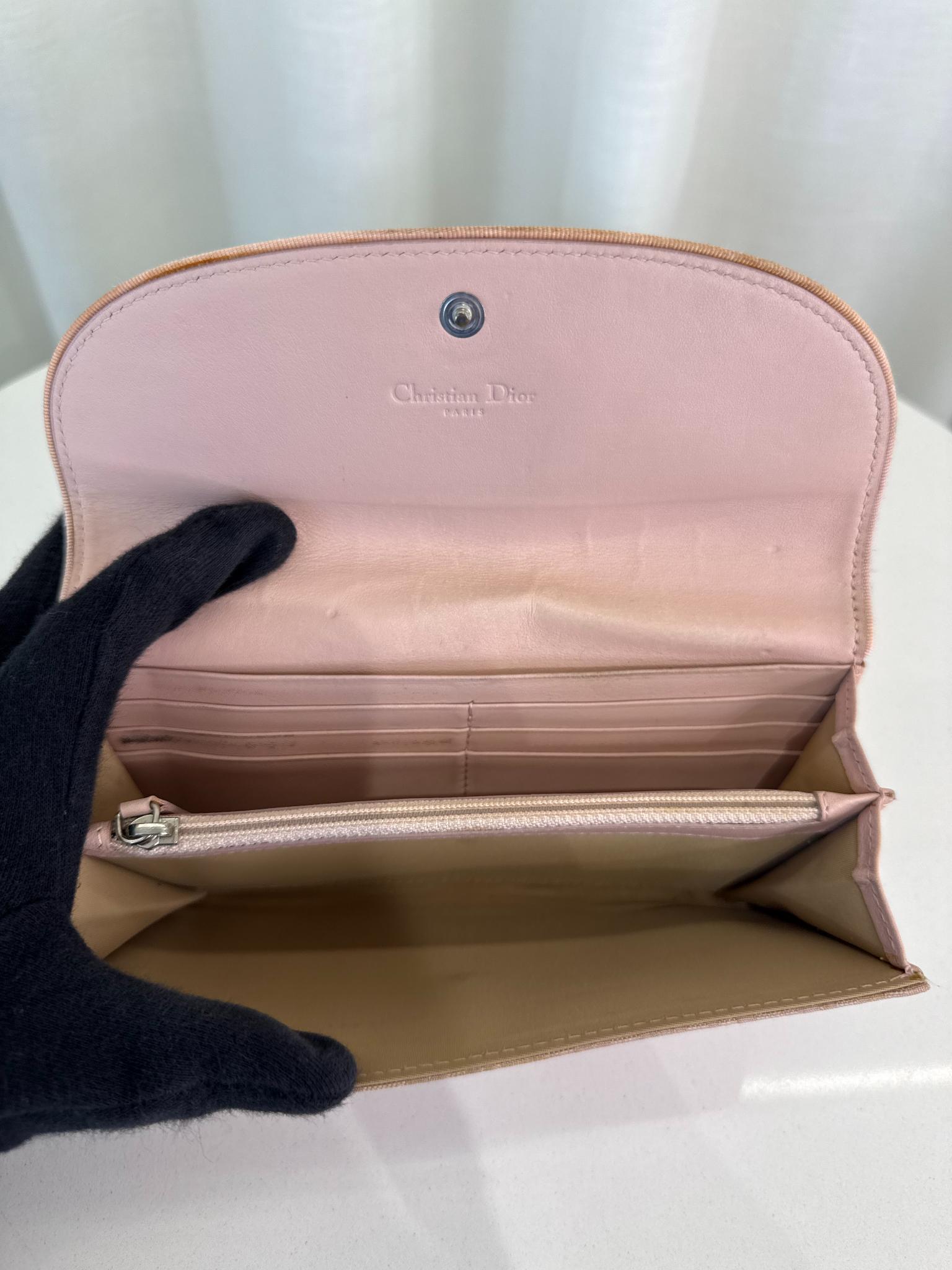 Christian Dior Vintage Pink Diorissimo Pattern Long Wallet