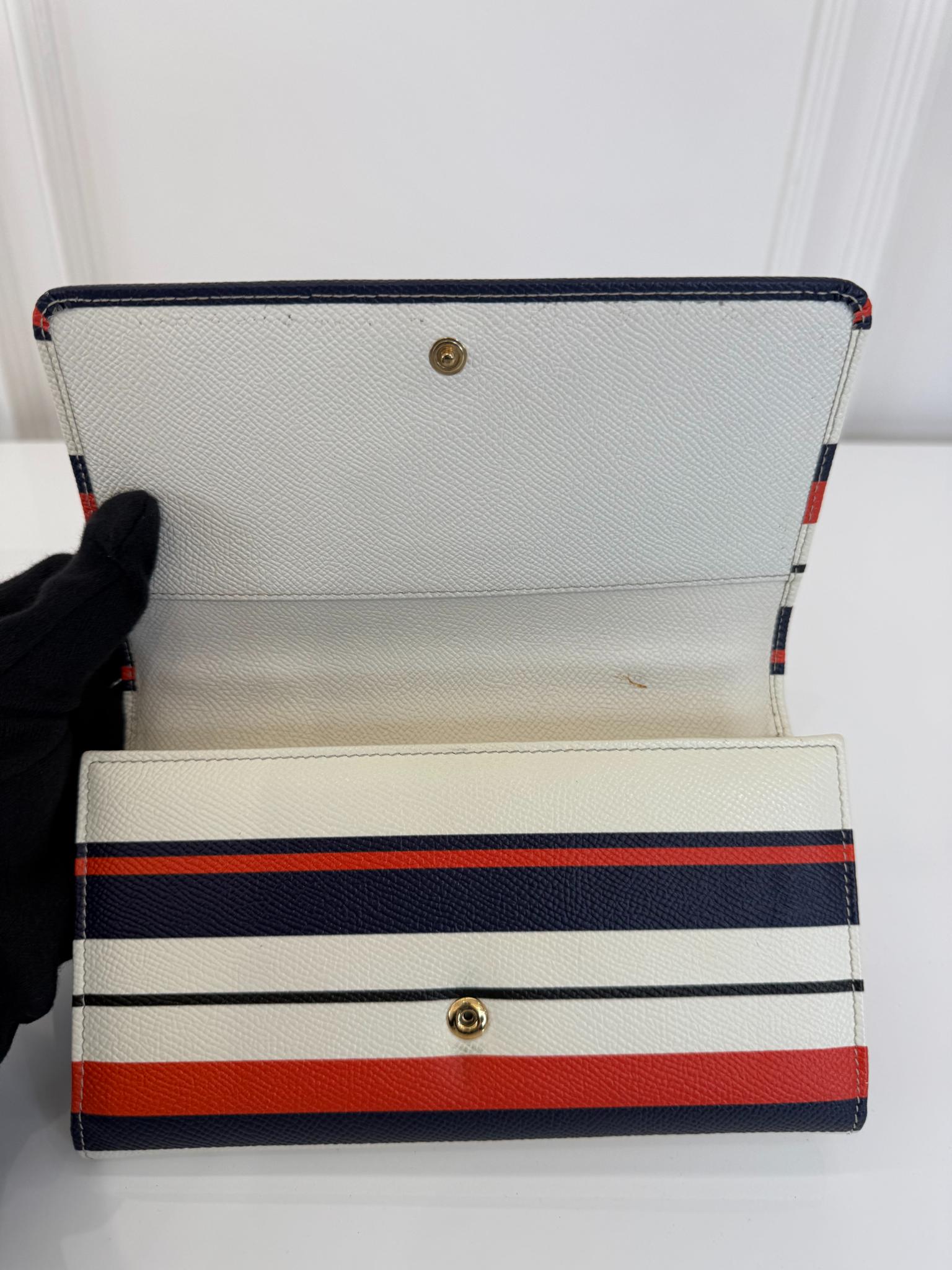 Dolce Gabbana Striped Dauphine Leather Sicily Wallet on Chain