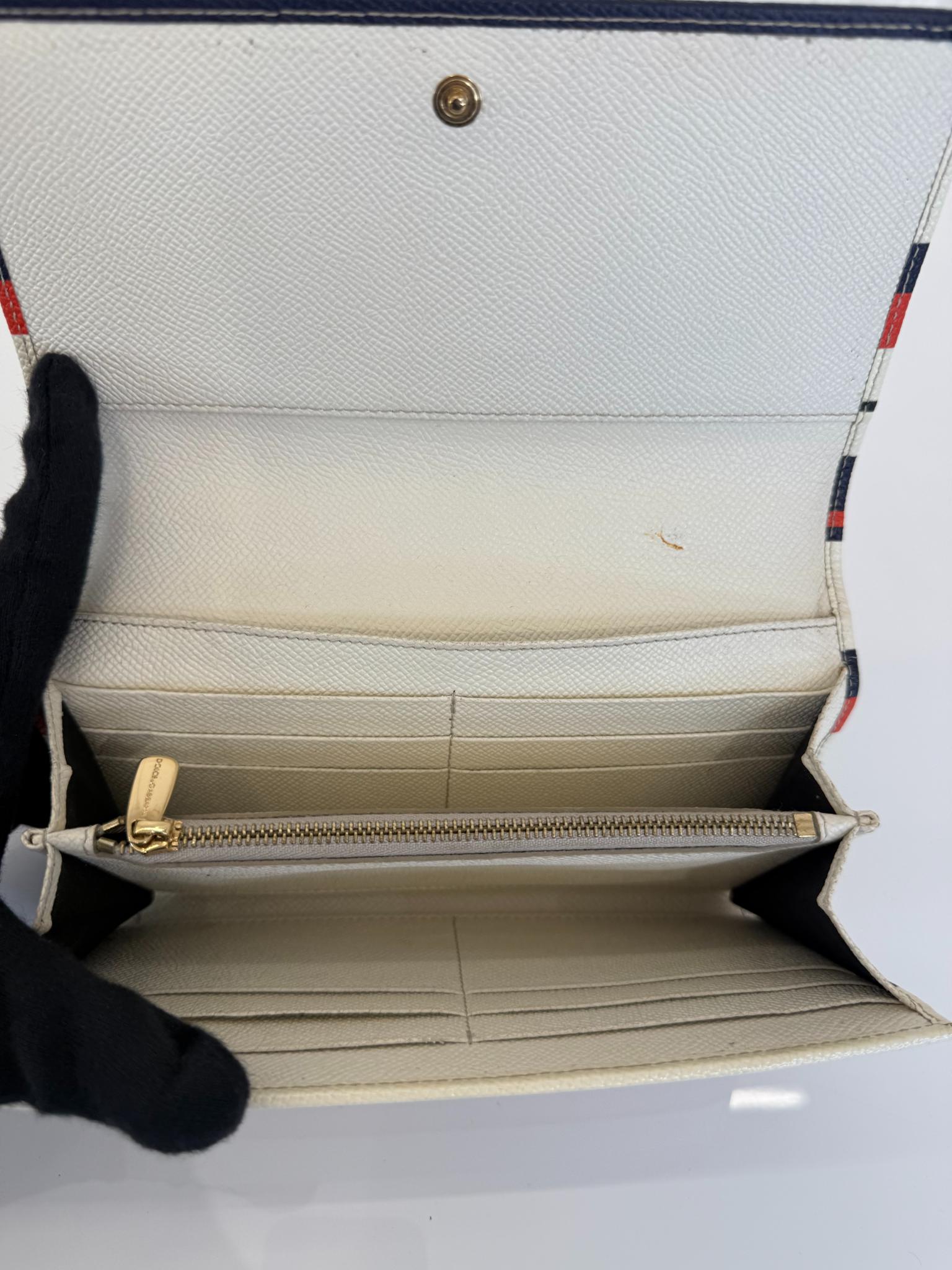 Dolce Gabbana Striped Dauphine Leather Sicily Wallet on Chain