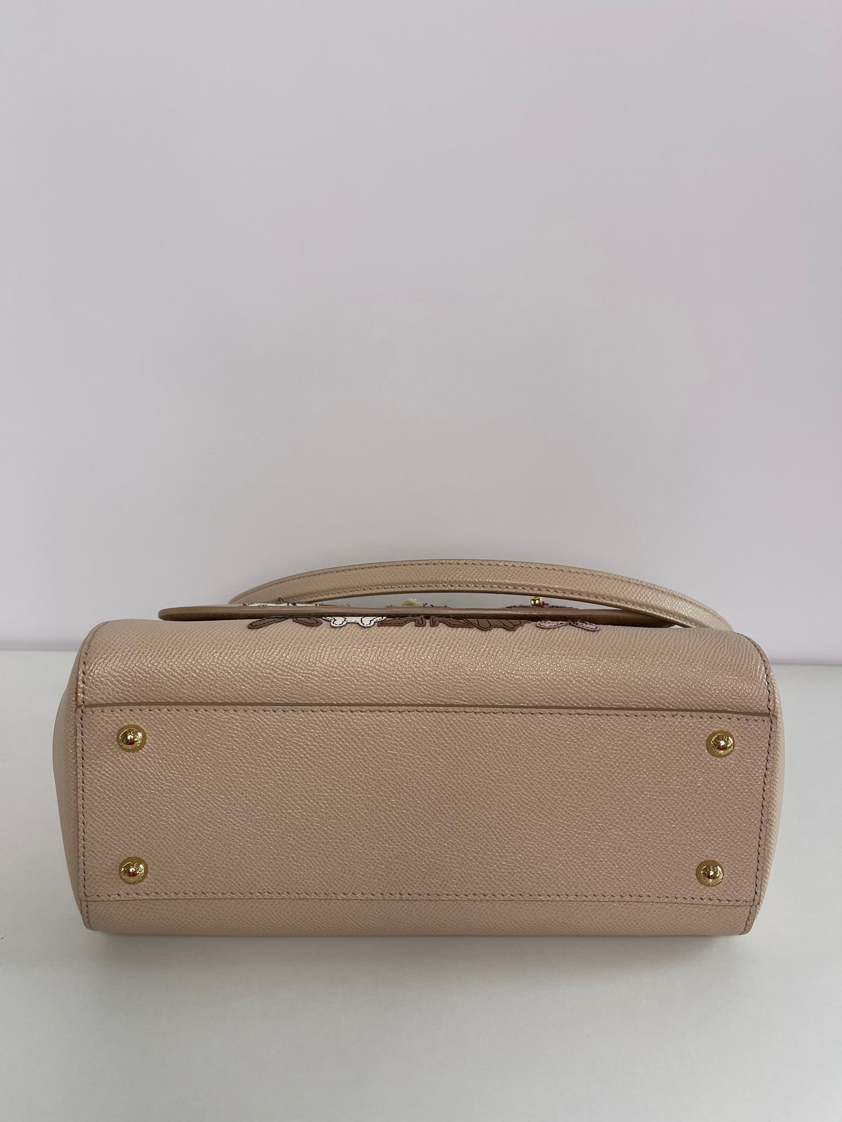 Dolce Gabbana Medium Miss Sicily Family Patch Beige Dauphine Leather