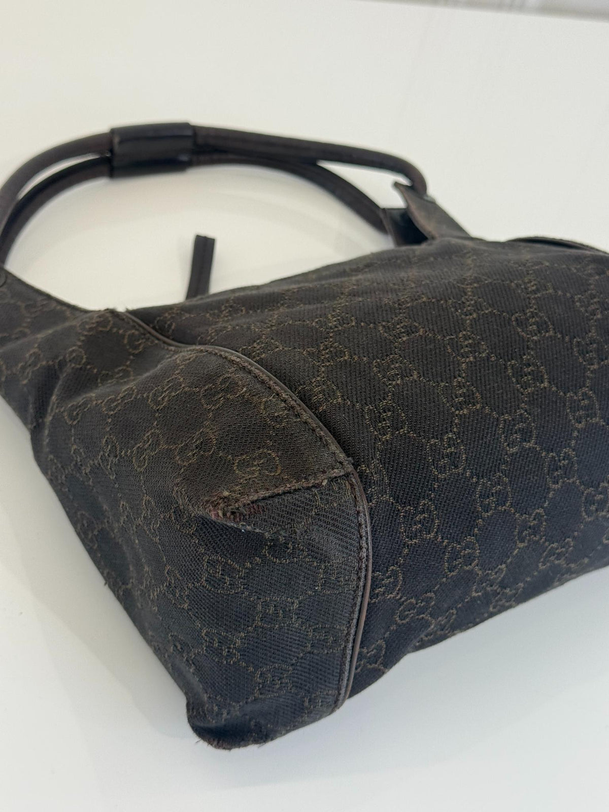 Gucci Black GG Denim Hobo Bag