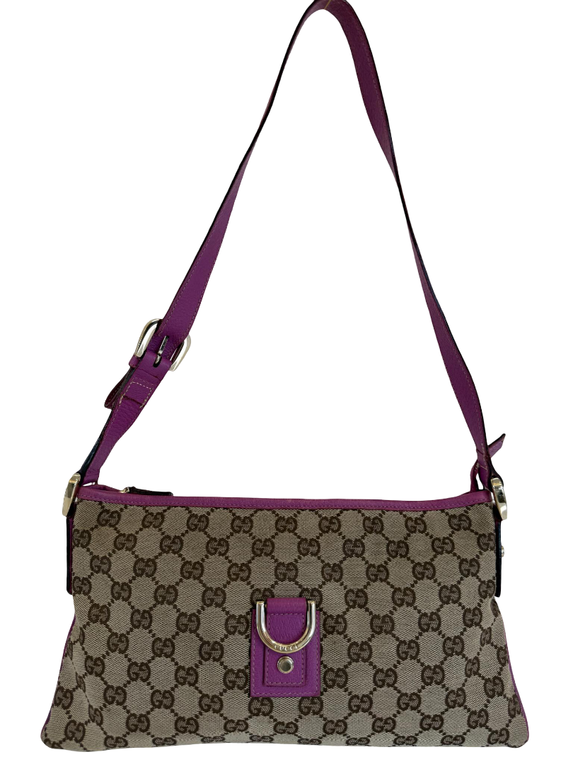 Gucci Beige/Pink GG Canvas Small Abbey Shoulder Bag