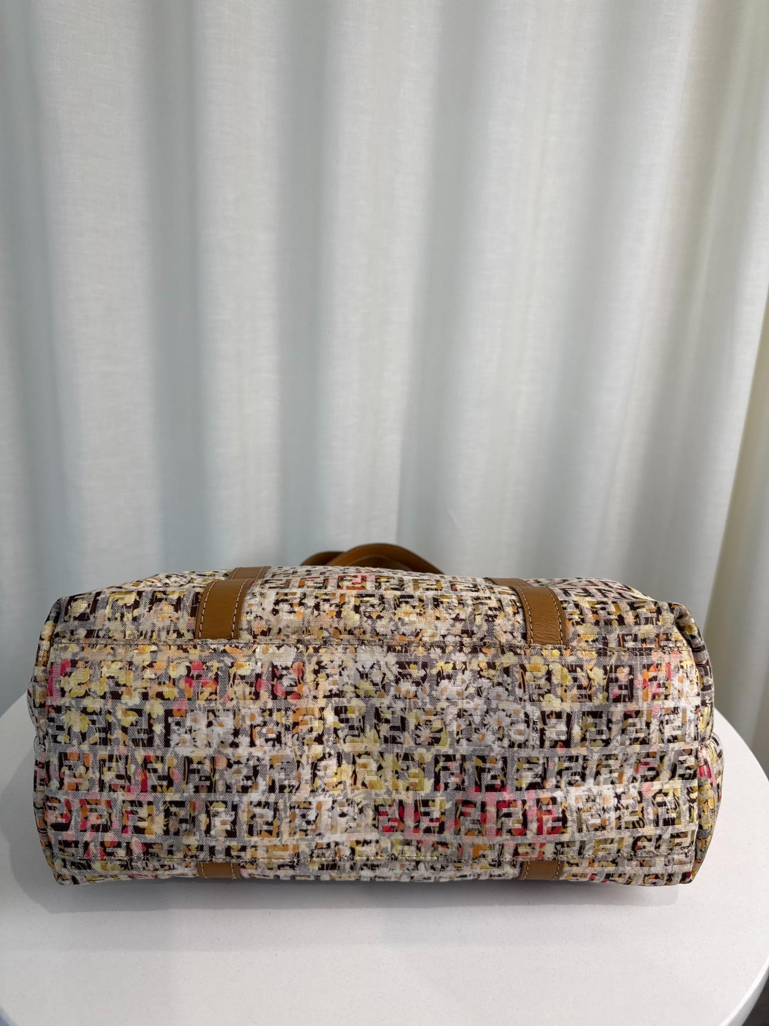 Fendi Zucchino Floral Print Canvas Superstar Mini Shopping Tote Bag