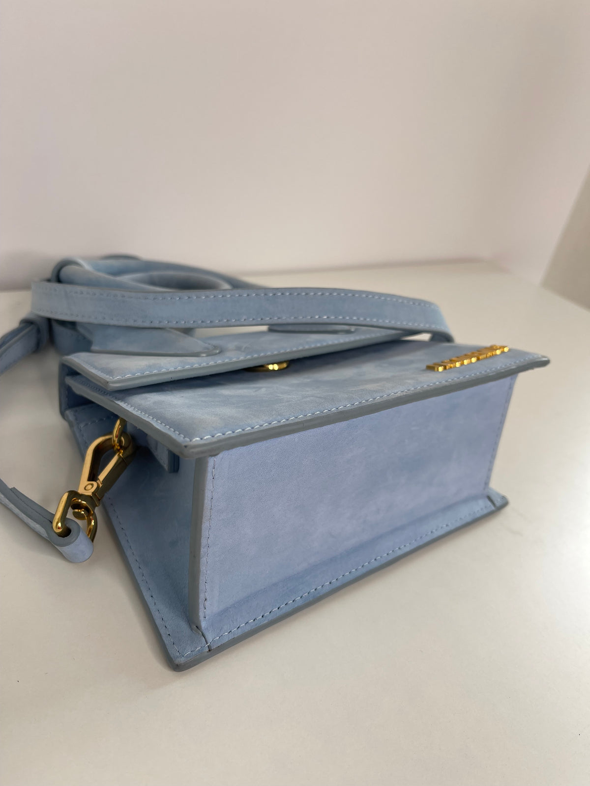 Jacquemus Le Chiquito Noeud Light Blue Suede Bag