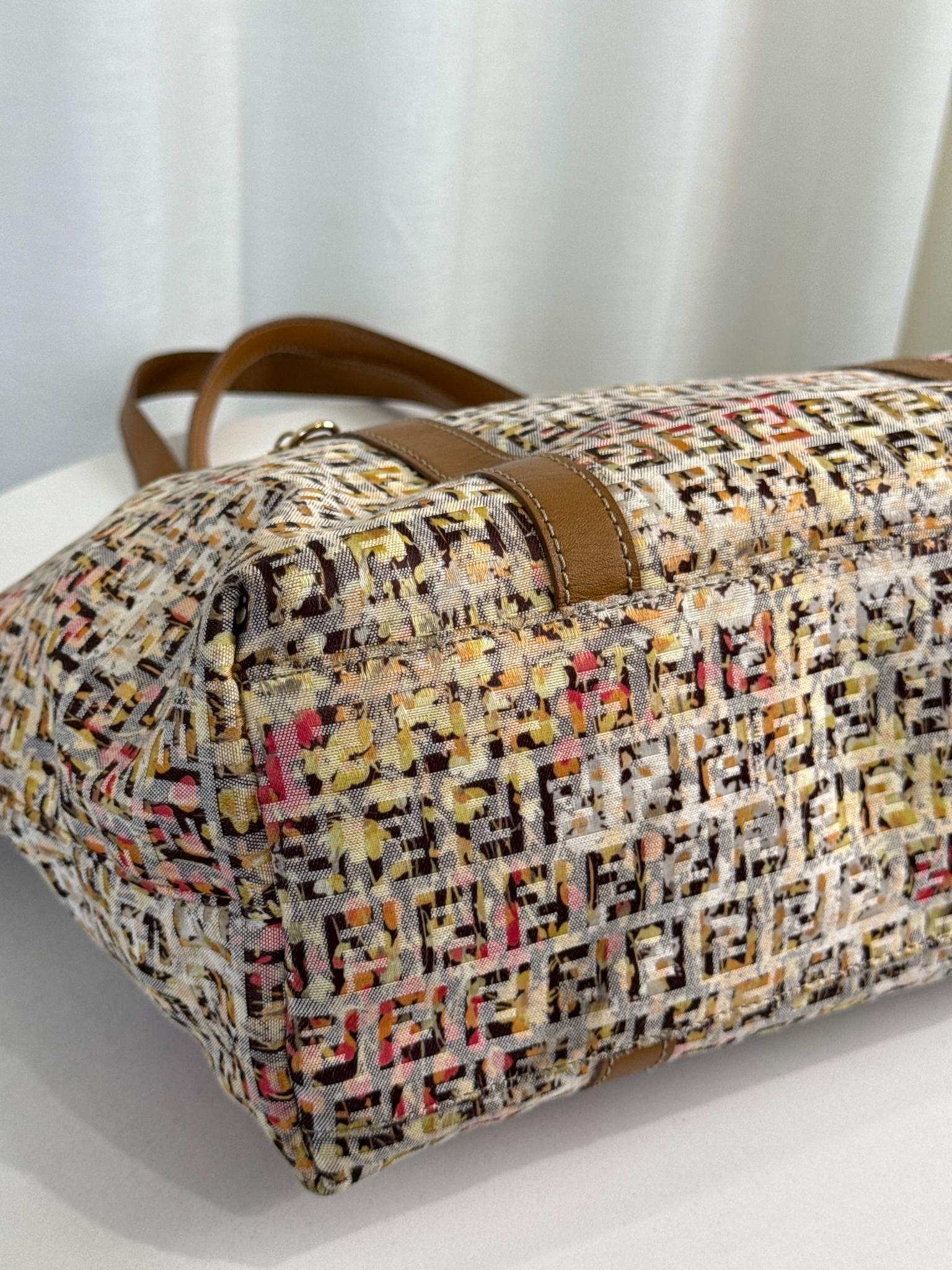 Fendi Zucchino Floral Print Canvas Superstar Mini Shopping Tote Bag