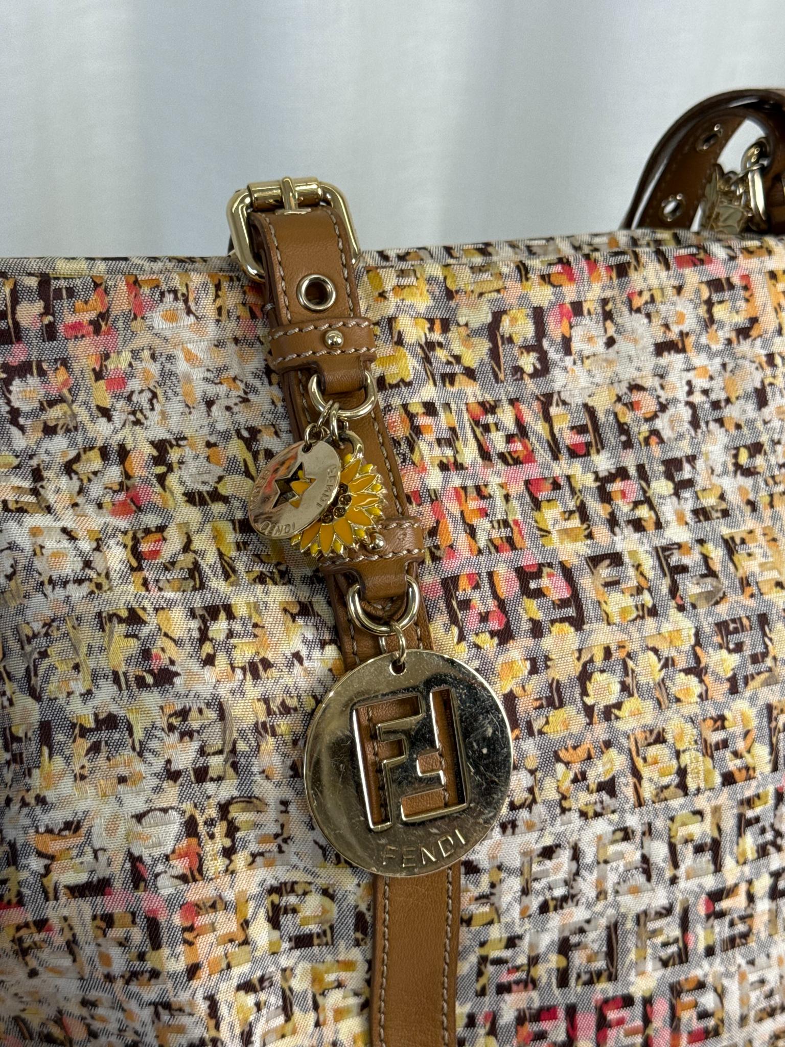 Fendi Zucchino Floral Print Canvas Superstar Mini Shopping Tote Bag