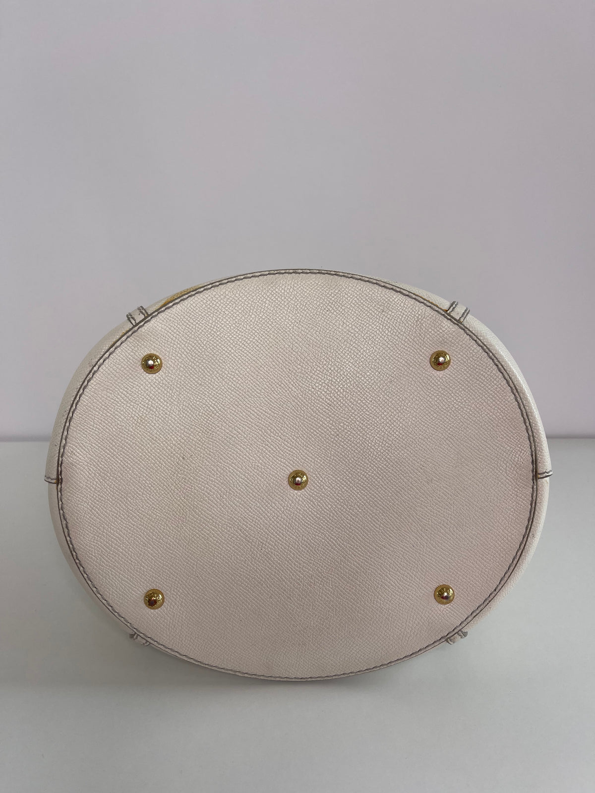 Dolce Gabbana White Leather Bucket Tote Bag