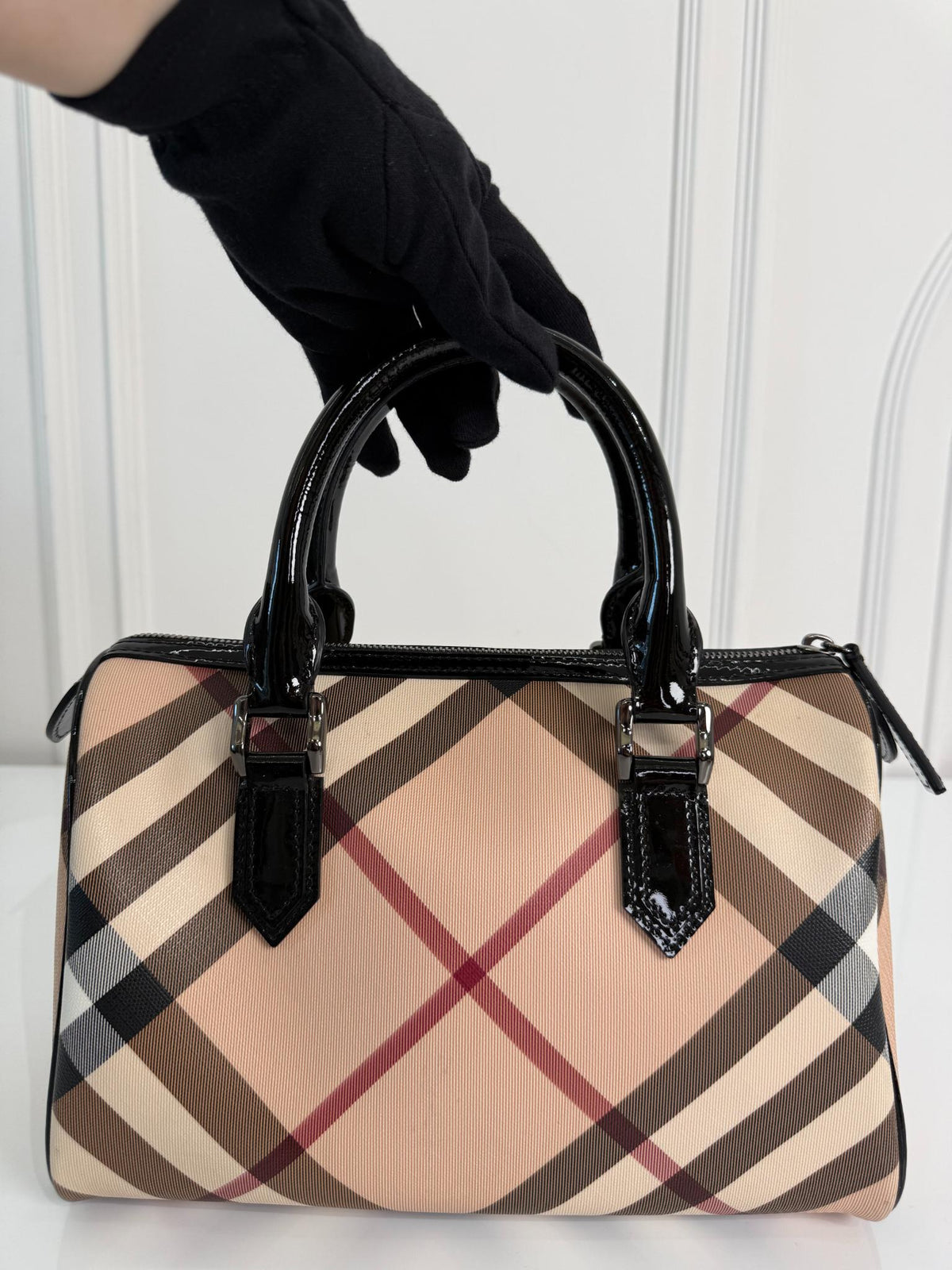 Burberry Beige/Black Supernova Check Boston Bag (1)