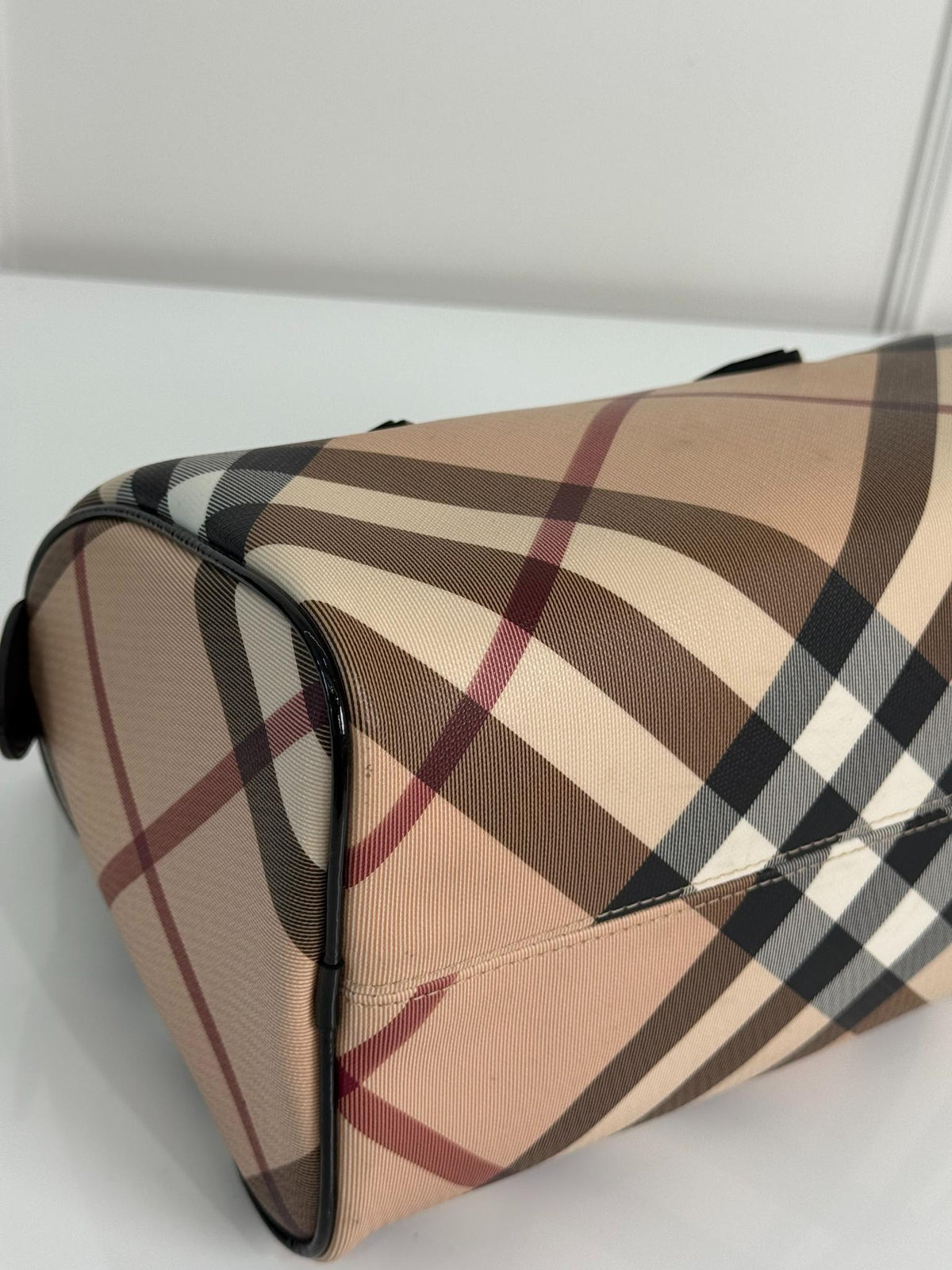 Burberry Beige/Black Supernova Check Boston Bag (1)