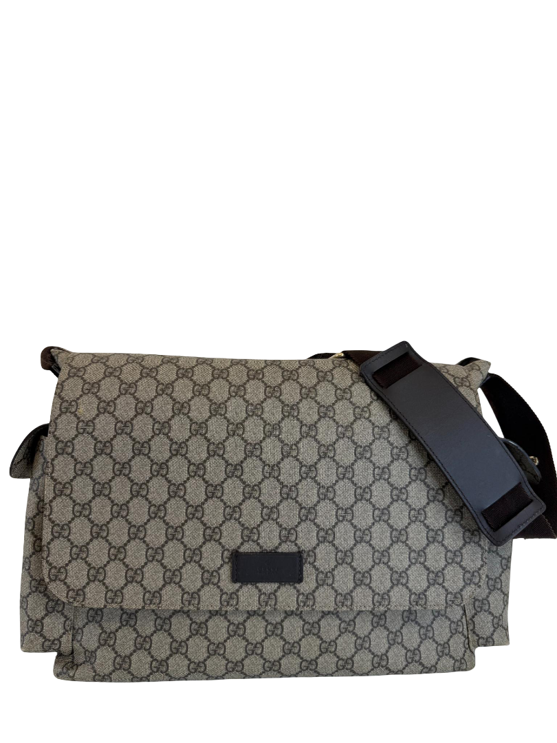 Gucci Beige/Brown GG Supreme Canvas Messenger Diaper Bag