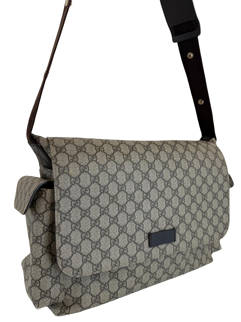 Gucci Beige/Brown GG Supreme Canvas Messenger Diaper Bag