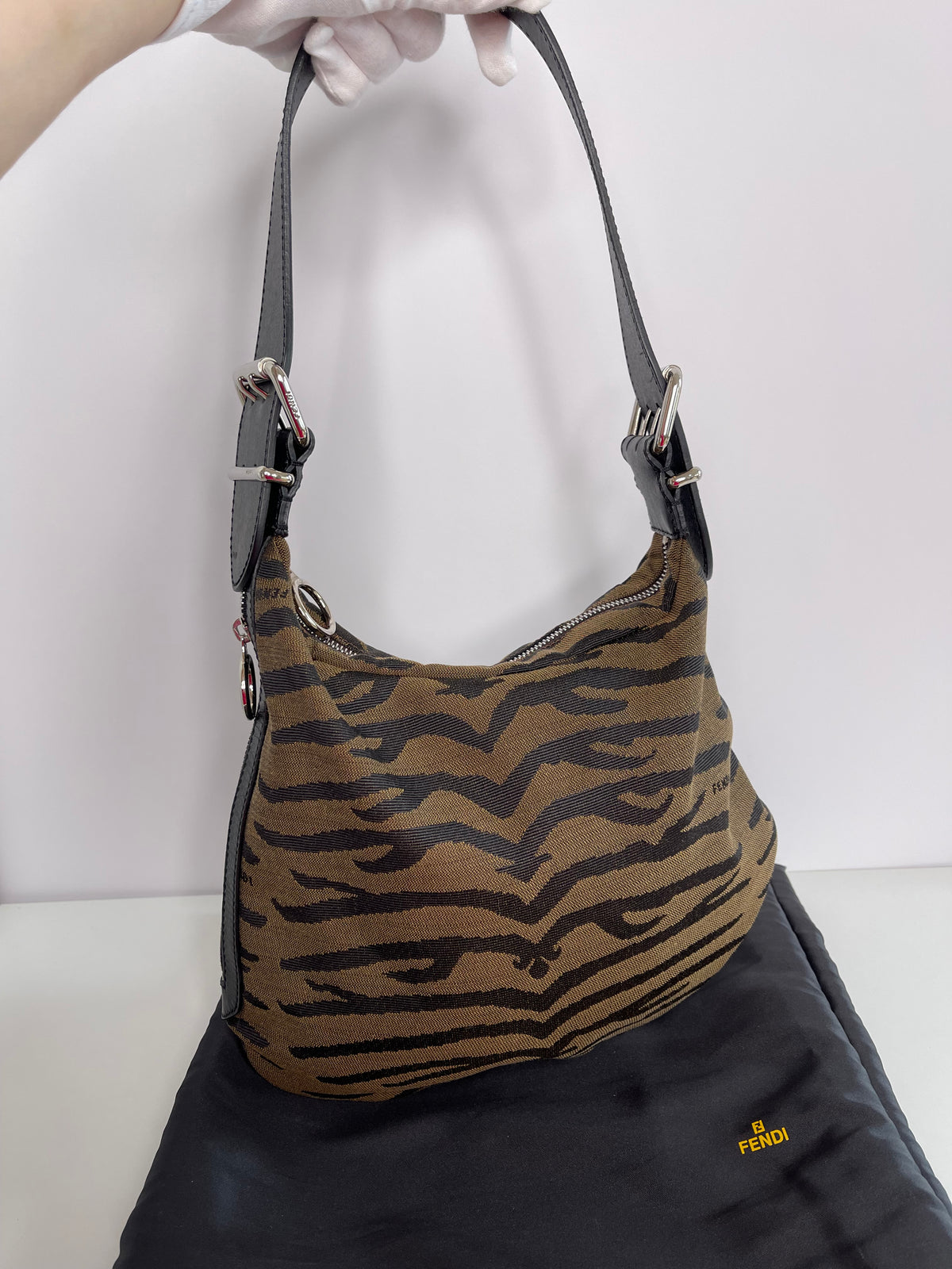 Fendi Zebra Oyster Shoulder Bag
