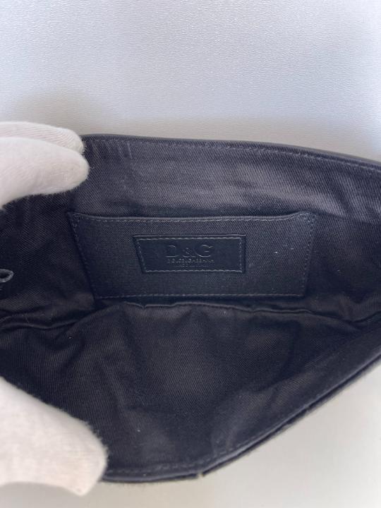 Dolce & Gabbana Black Calf Hair and Leather Bubbles Chain Clutch