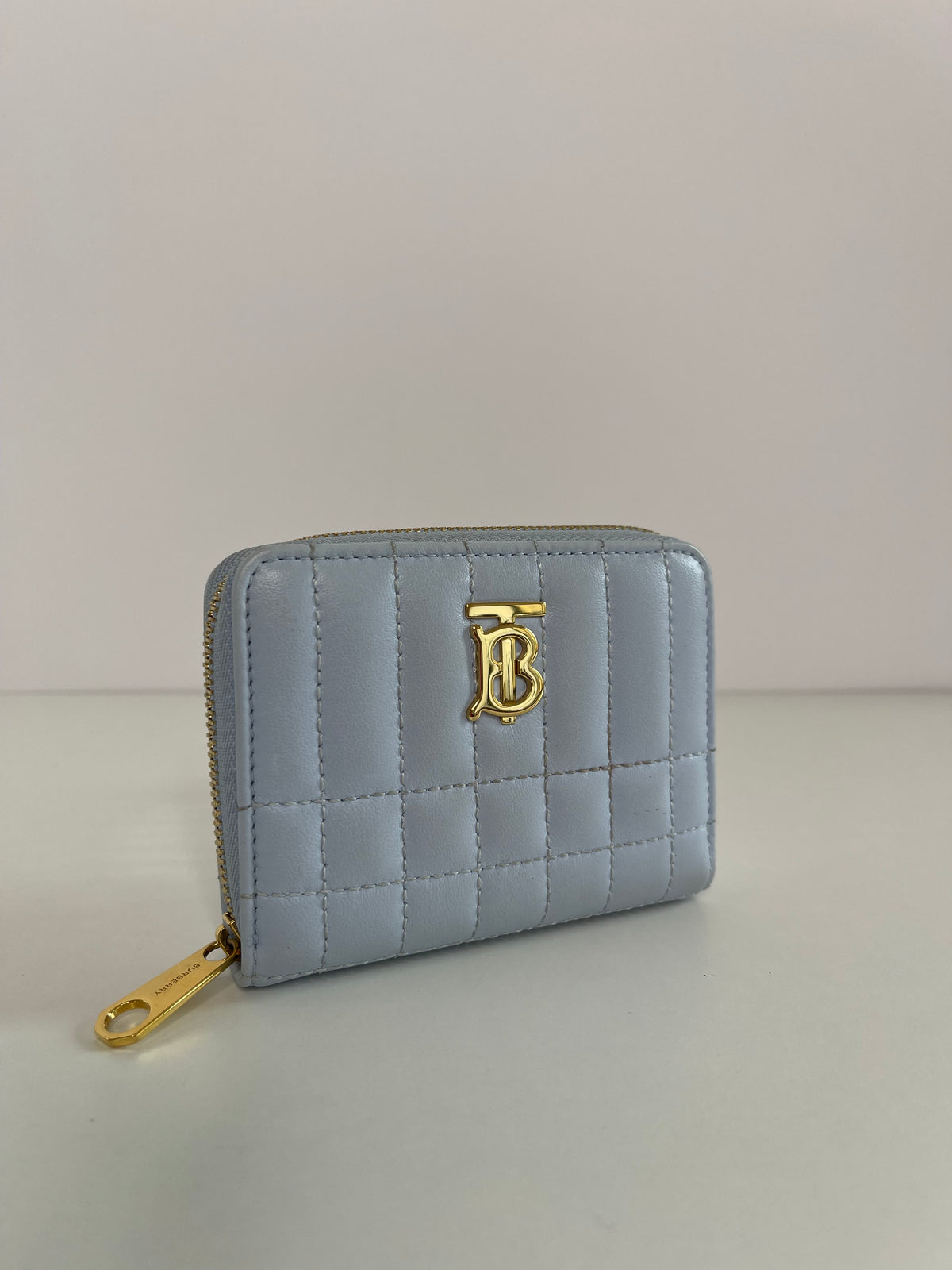 Burberry Lola Zip Light Blue Quilted Wallet