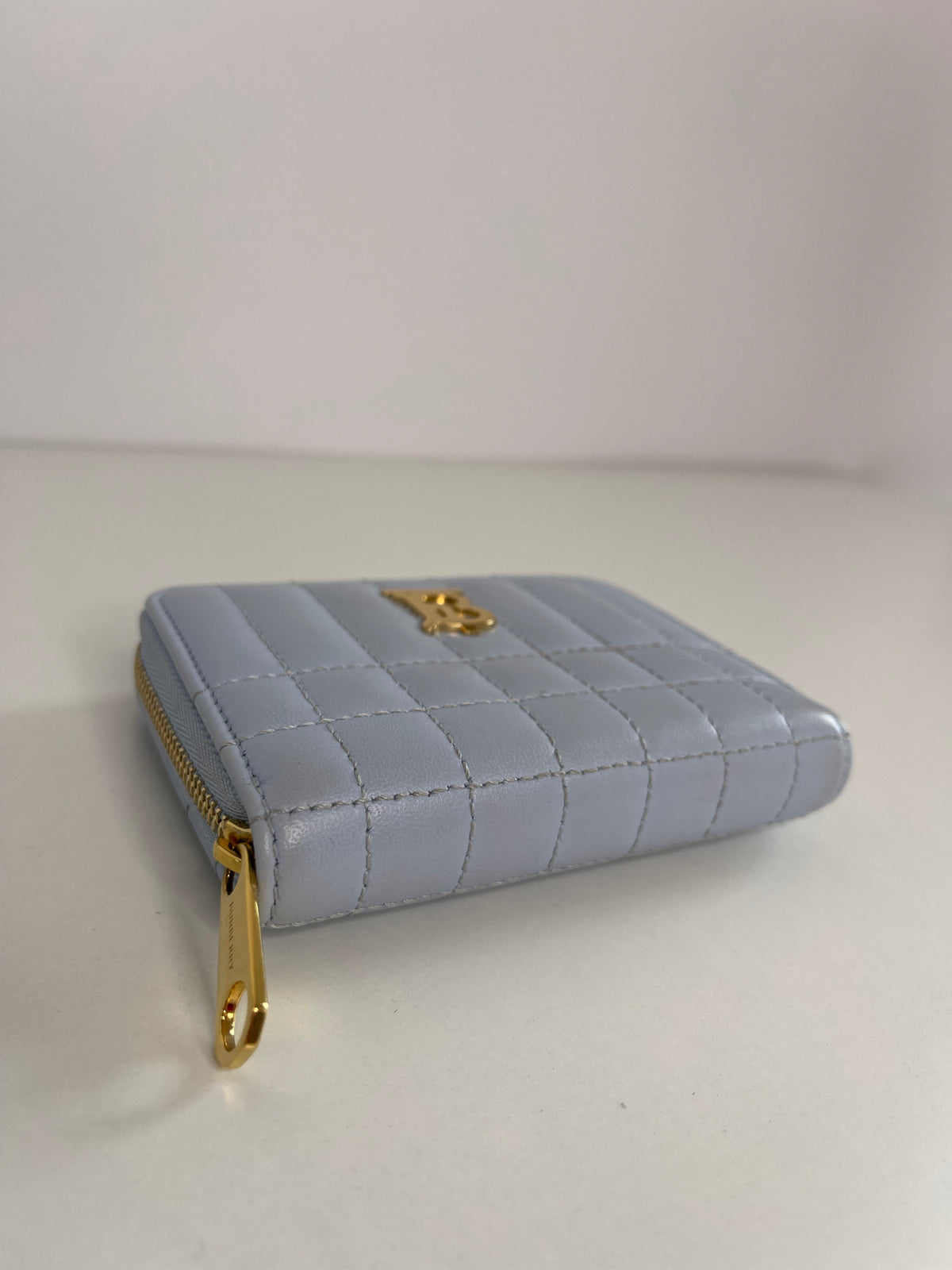 Burberry Lola Zip Light Blue Quilted Wallet