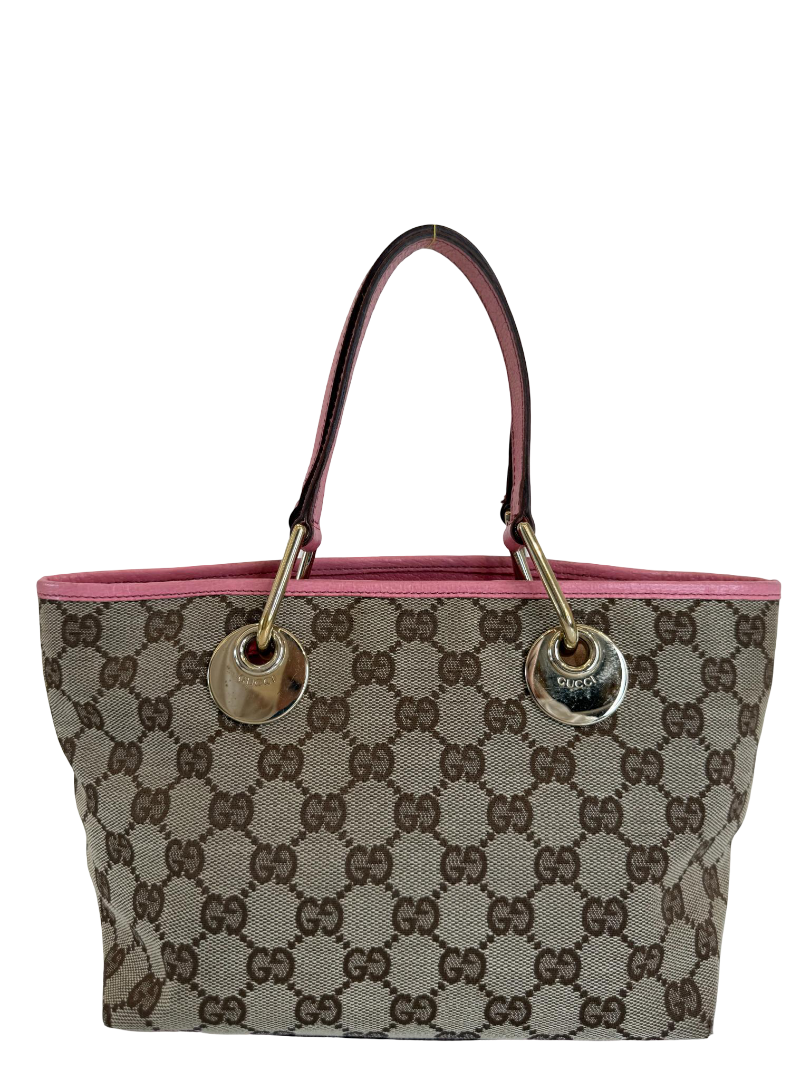 Gucci Beige/Pink GG Canvas Mini Eclipse Tote